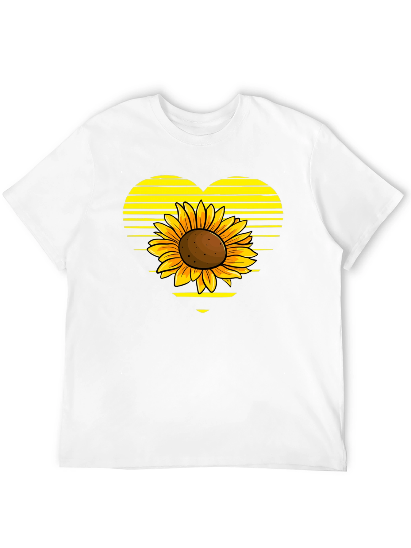 Sunflower Heart Graphic Tee - Black Cotton T-Shirt