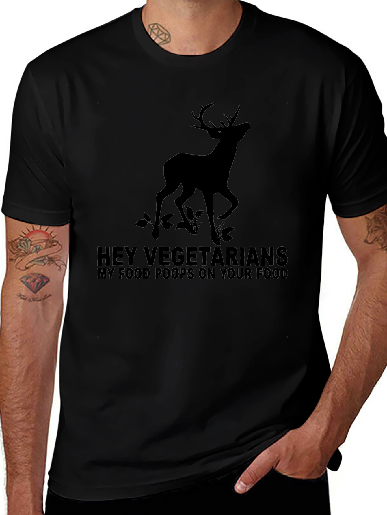 Hey Vegetarians T-Shirt - Deer Graphic Tee