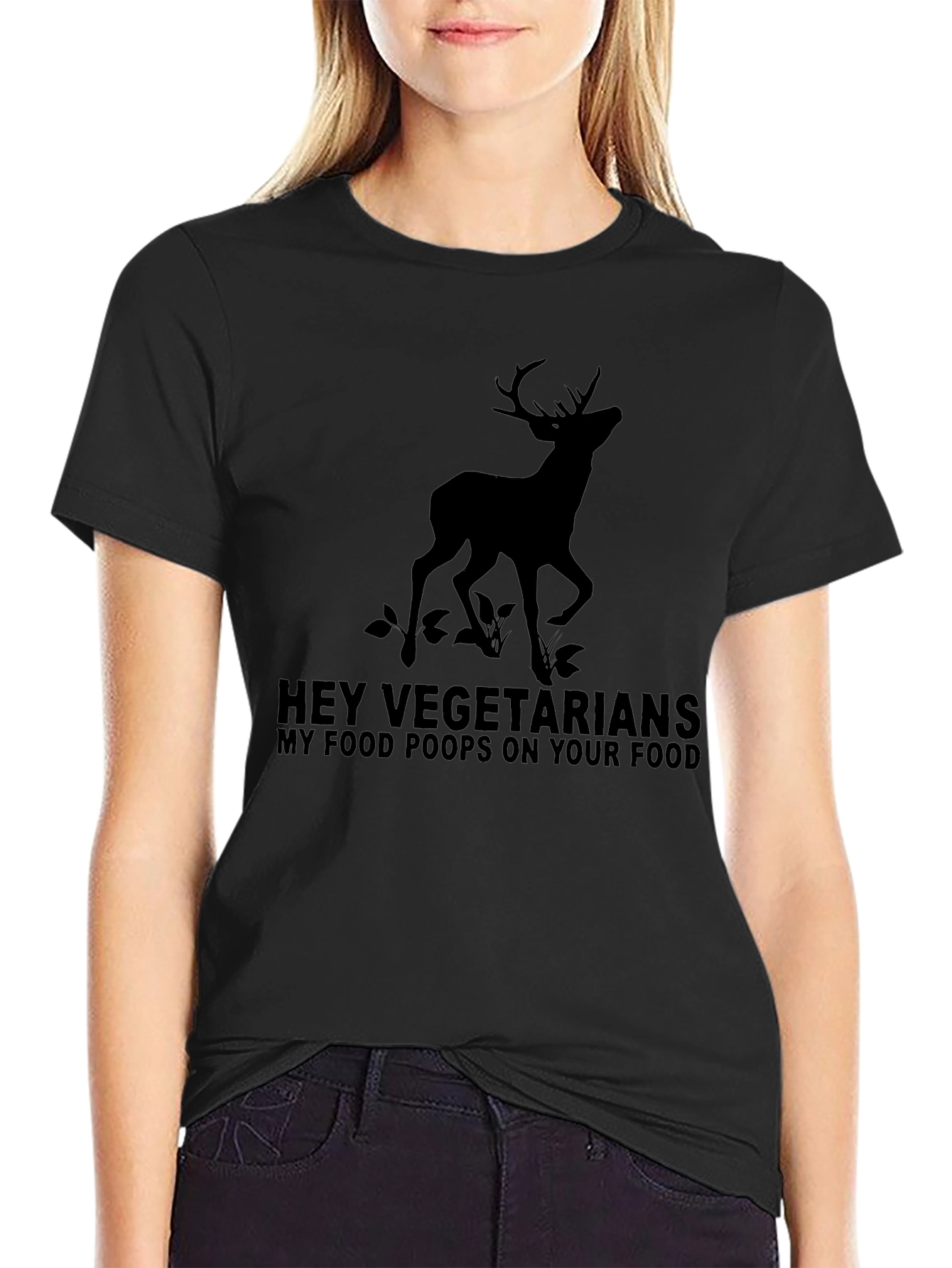 Hey Vegetarians T-Shirt - Deer Graphic Tee