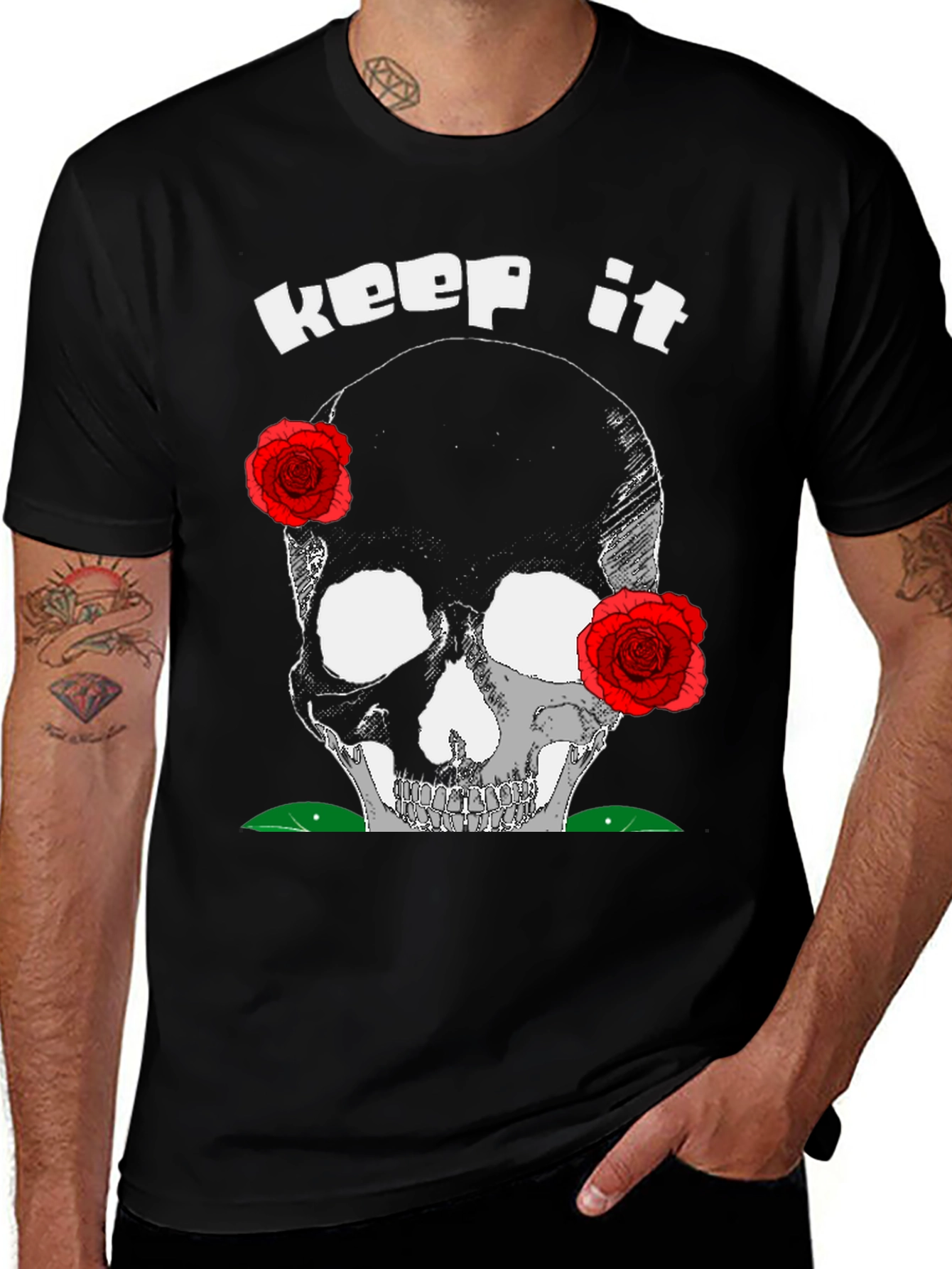 Keep It Deathly T-Shirt: Skull & Roses Graphic Tee