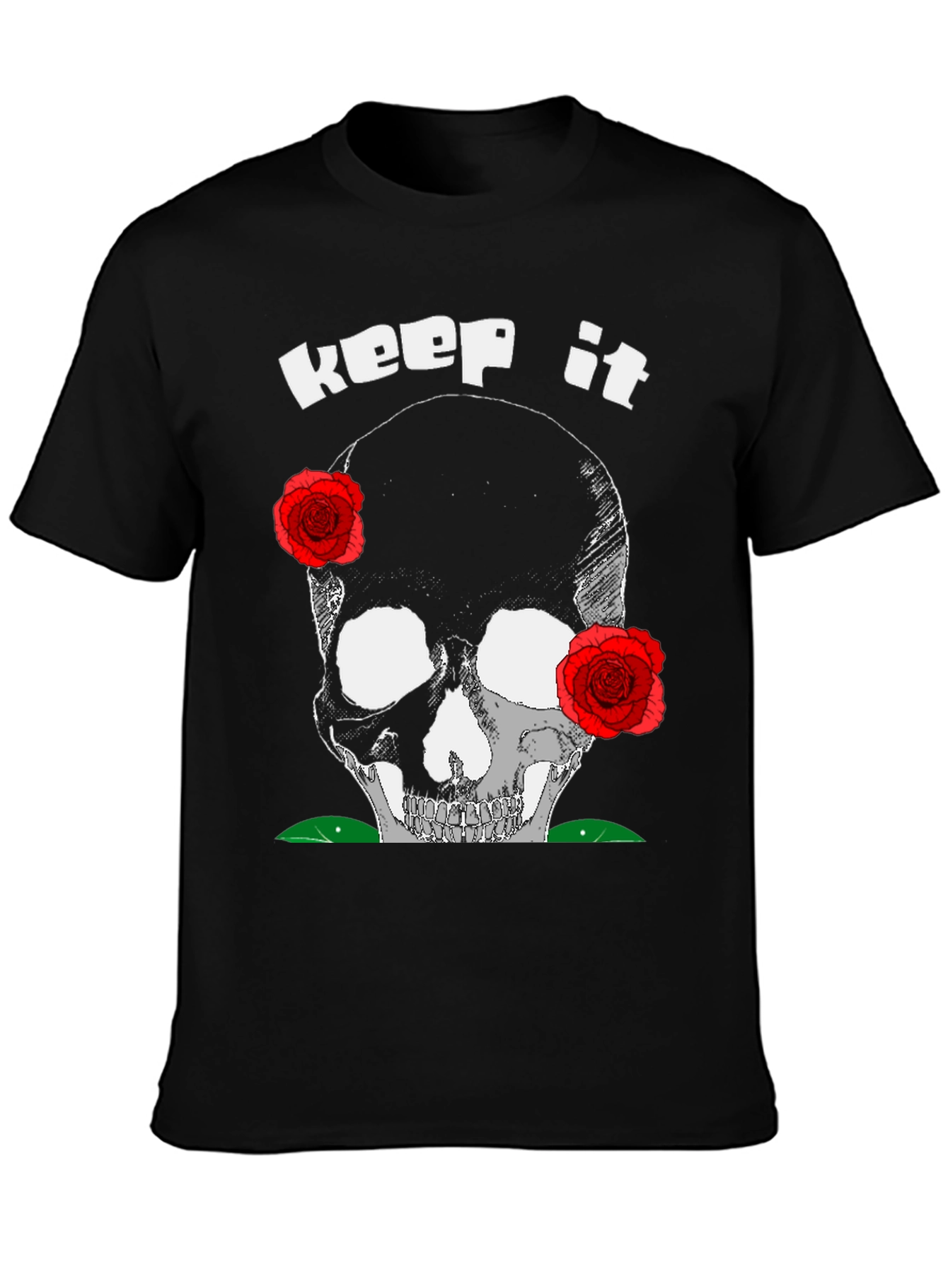 Keep It Deathly T-Shirt: Skull & Roses Graphic Tee