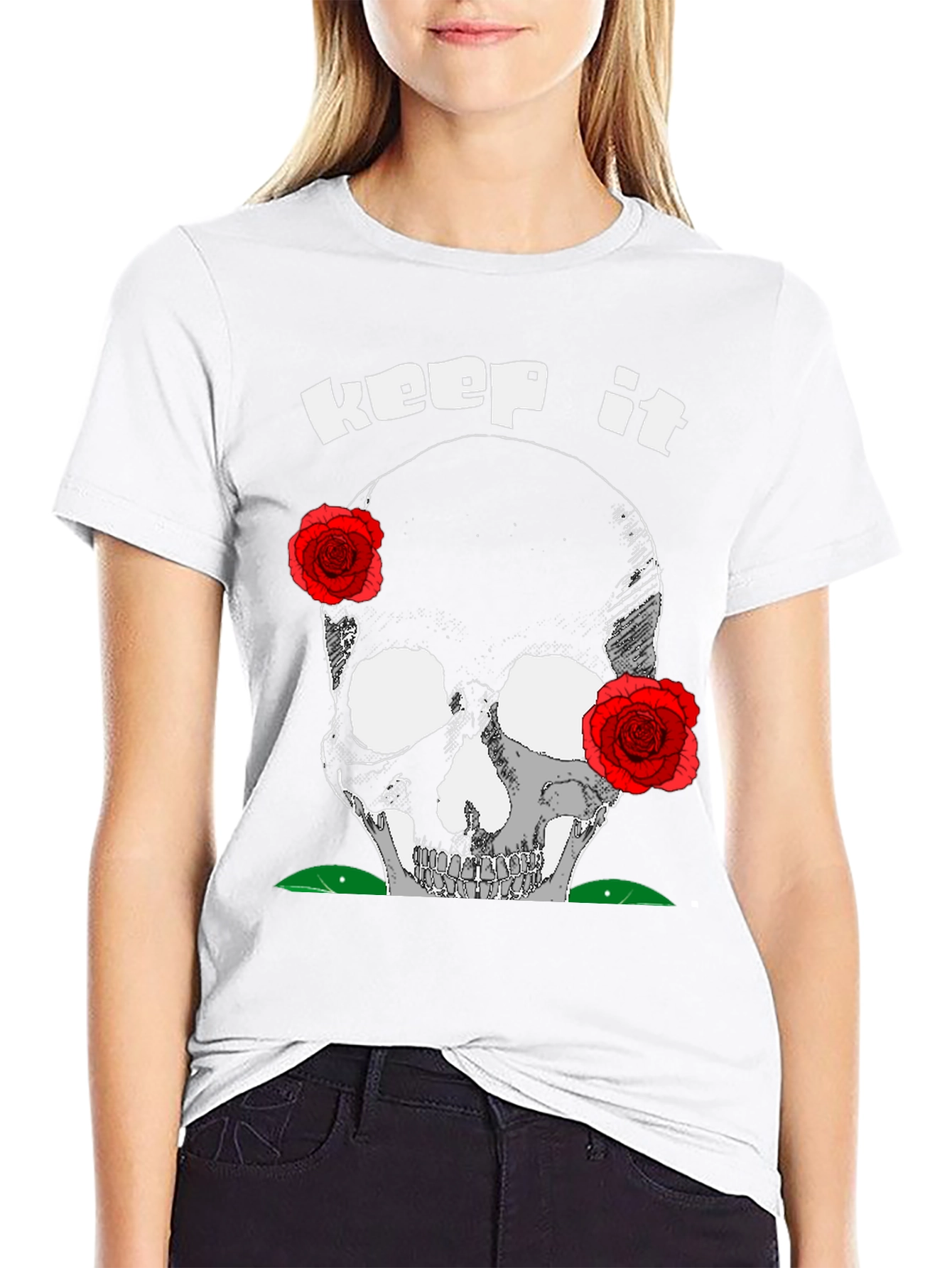 Keep It Deathly T-Shirt: Skull & Roses Graphic Tee