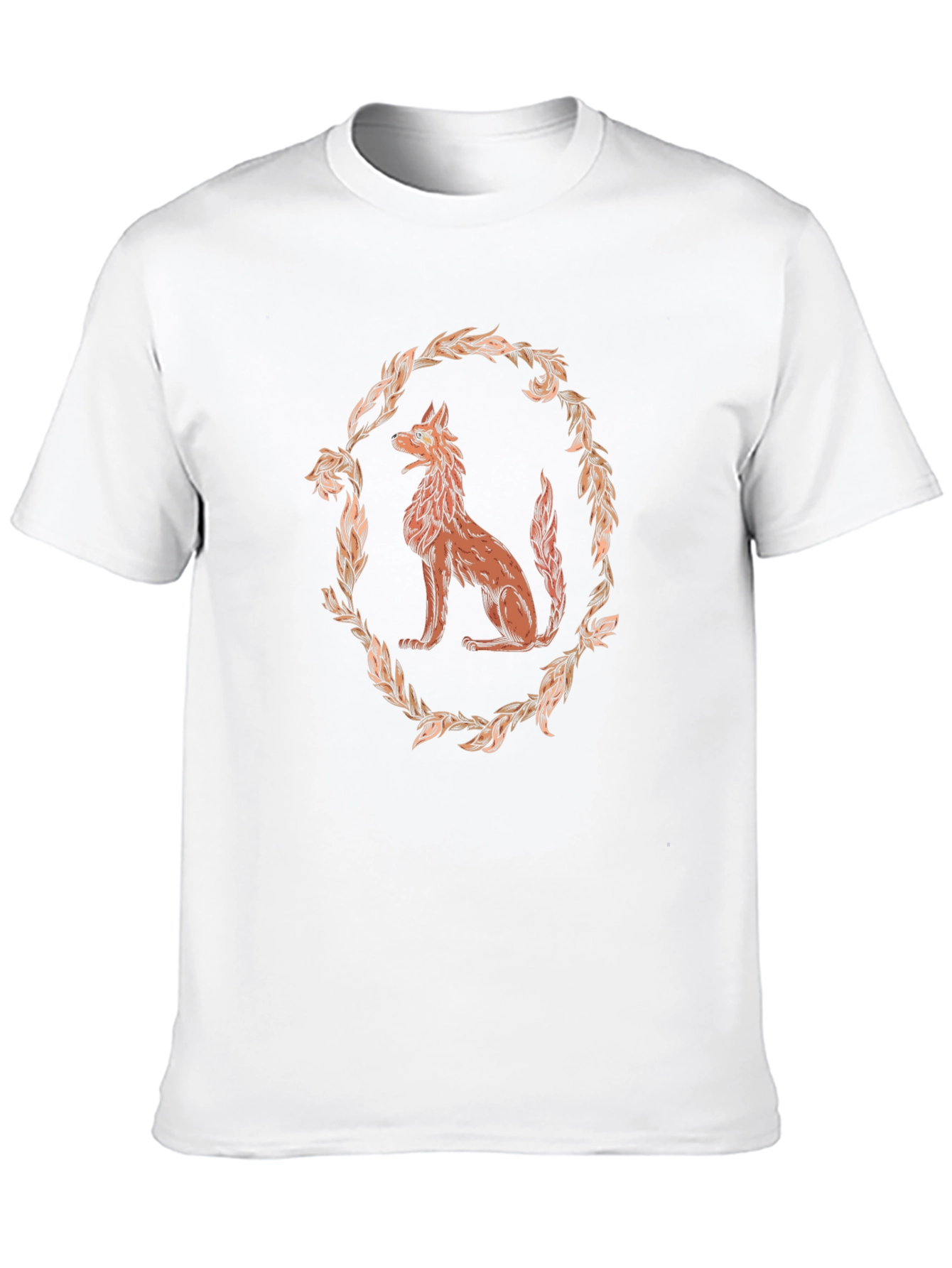 Wolf Wreath Graphic Tee - Black Cotton T-Shirt
