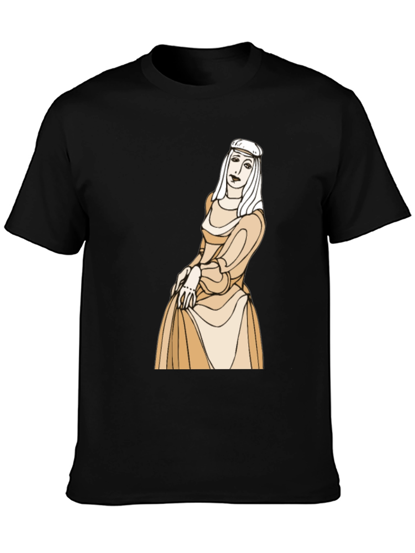 Medieval Lady Graphic Black T-Shirt