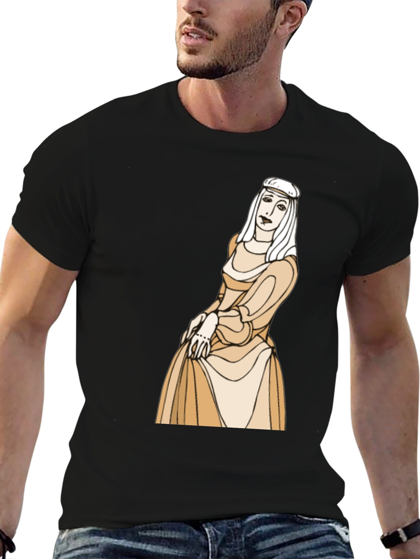 Medieval Lady Graphic Black T-Shirt