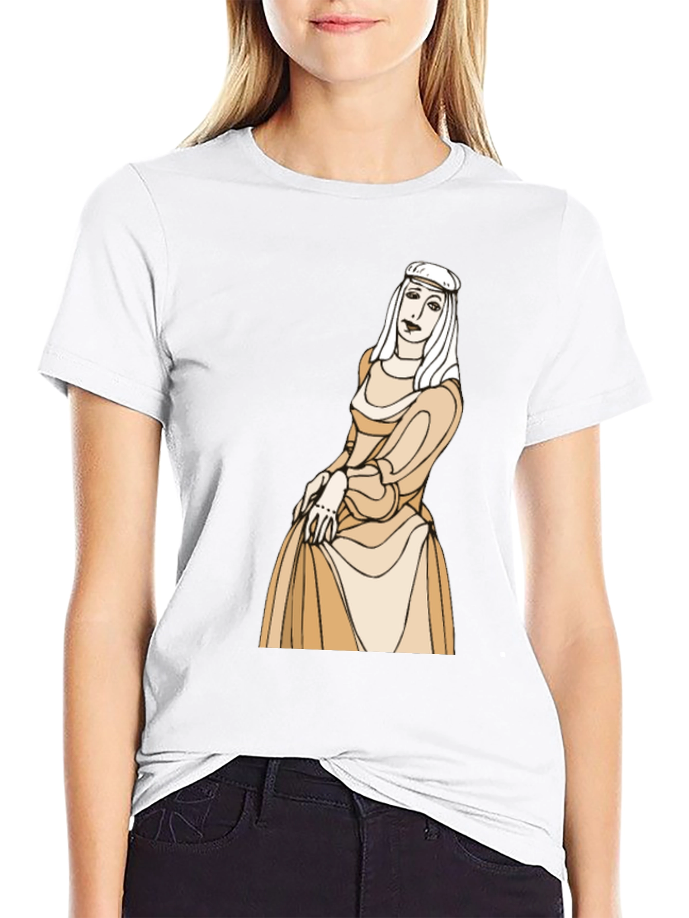 Medieval Lady Graphic Black T-Shirt