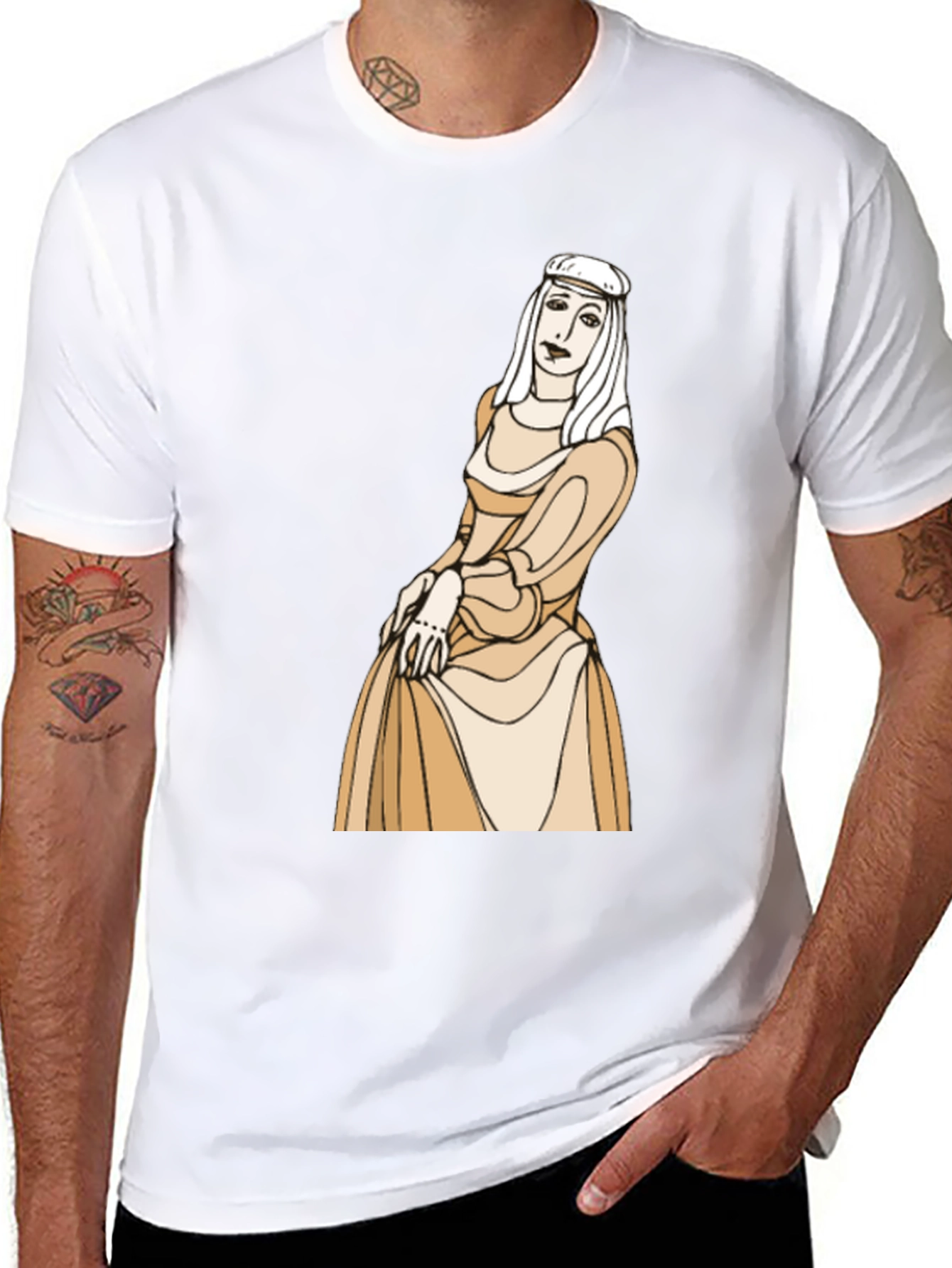 Medieval Lady Graphic Black T-Shirt