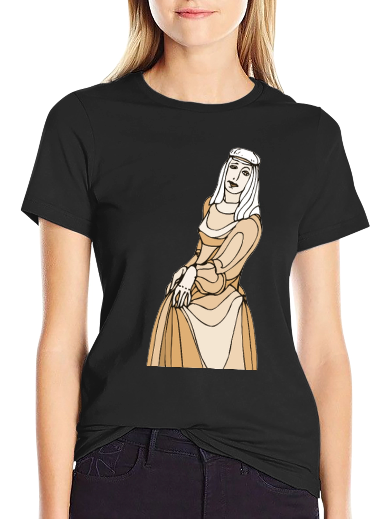 Medieval Lady Graphic Black T-Shirt