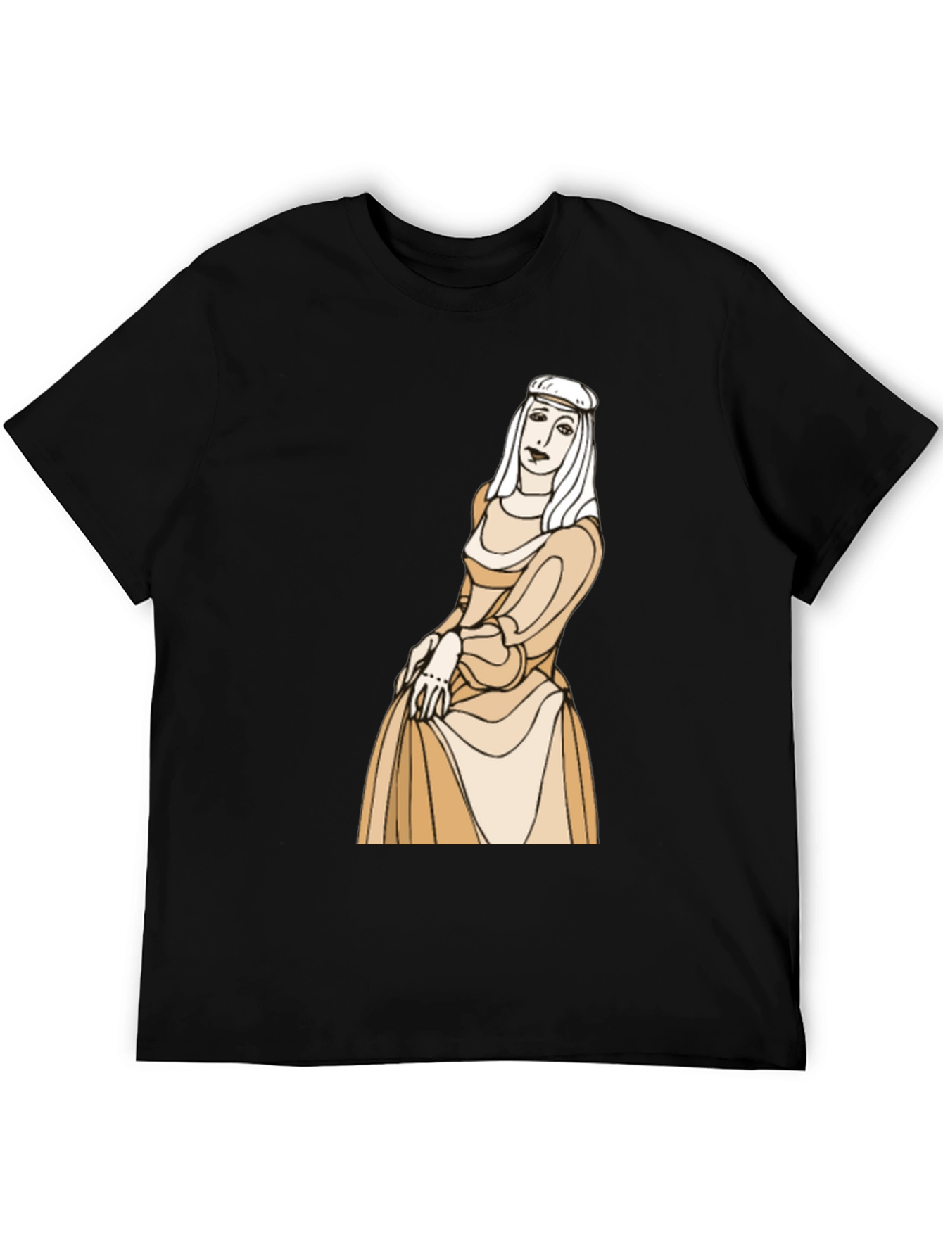 Medieval Lady Graphic Black T-Shirt