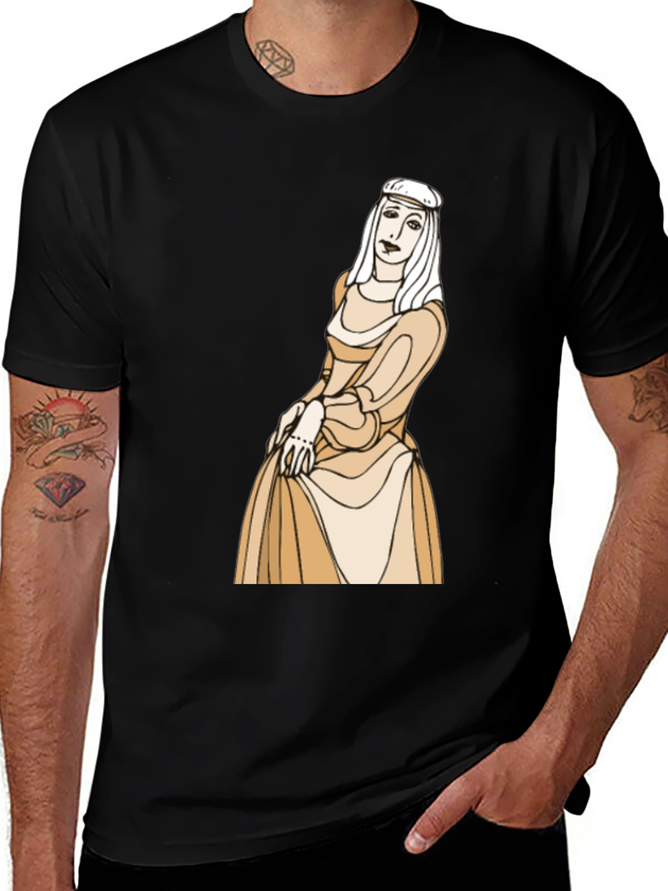 Medieval Lady Graphic Black T-Shirt