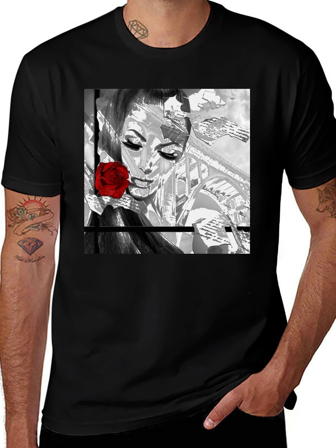Rose Girl Graphic Tee - Stylish Black T-Shirt