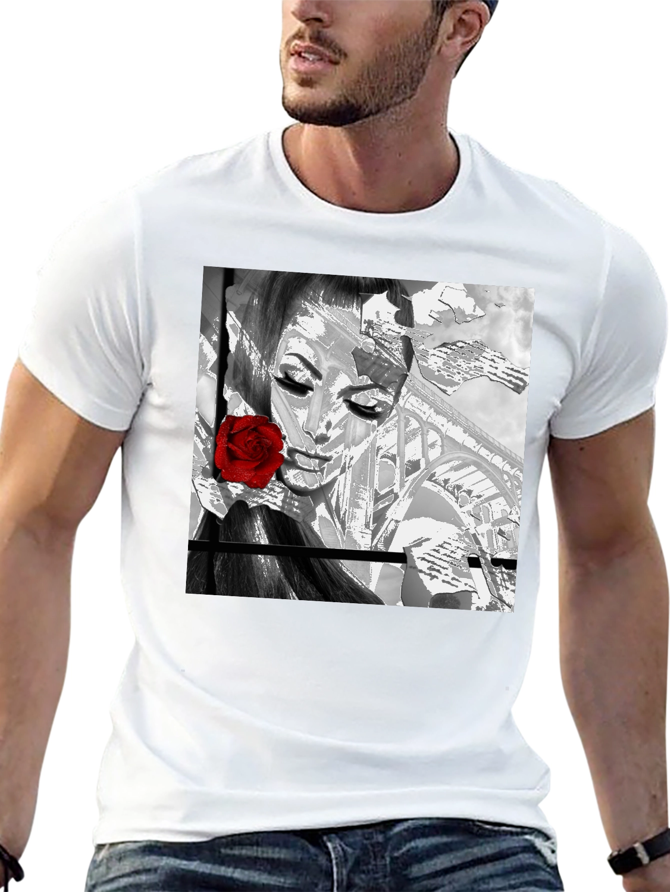 Rose Girl Graphic Tee - Stylish Black T-Shirt