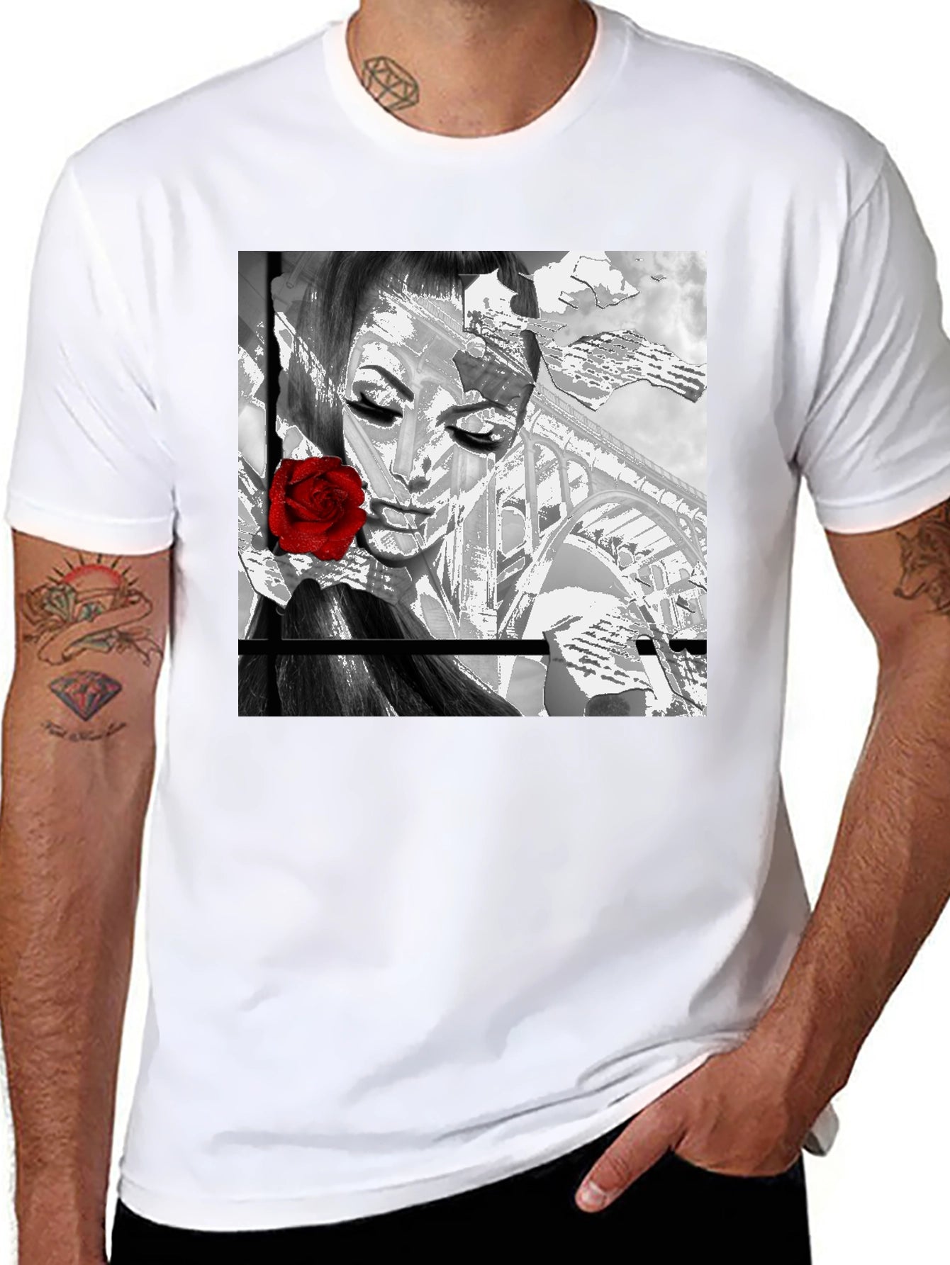 Rose Girl Graphic Tee - Stylish Black T-Shirt