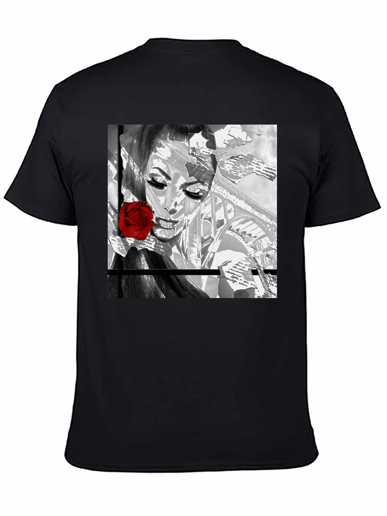 Rose Girl Graphic Tee - Stylish Black T-Shirt