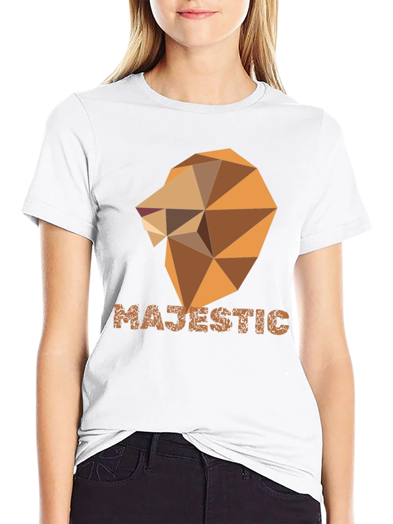 Majestic Geometric Lion Graphic Tee - Stylish Black Shirt