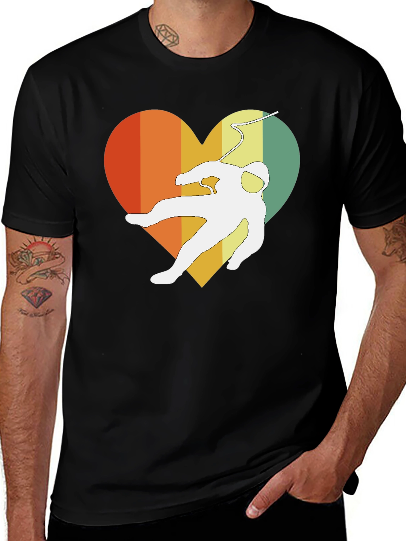 Retro Spaceman Heart Graphic Tee