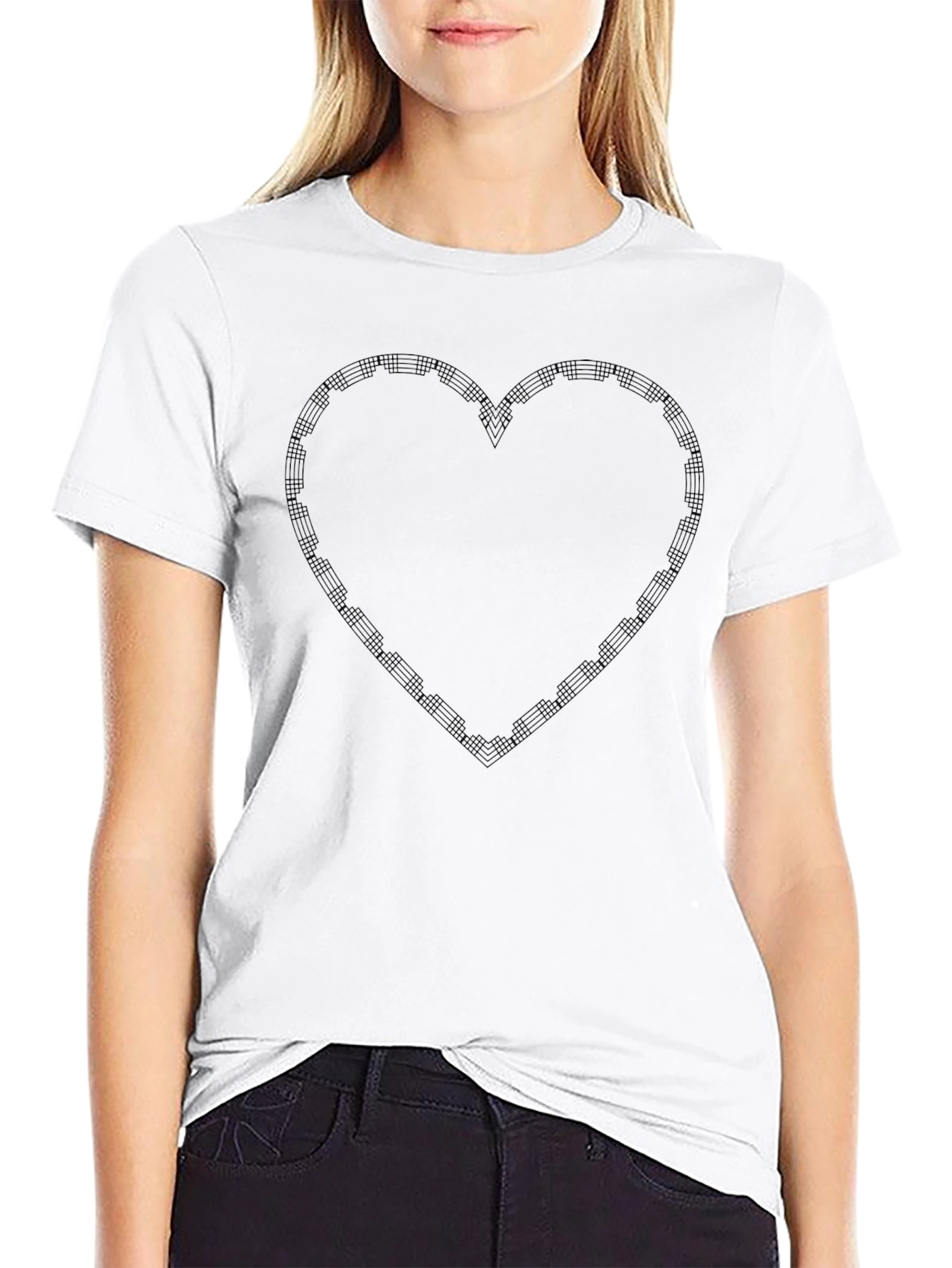 Heart Grid Black T-Shirt