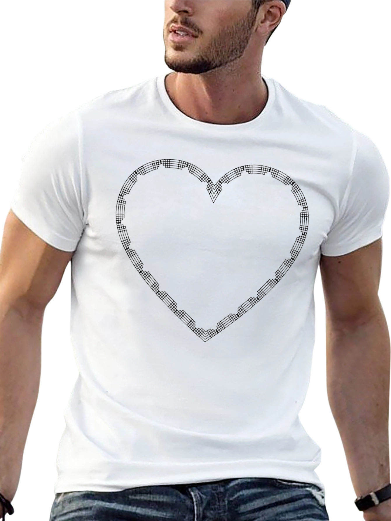 Heart Grid Black T-Shirt