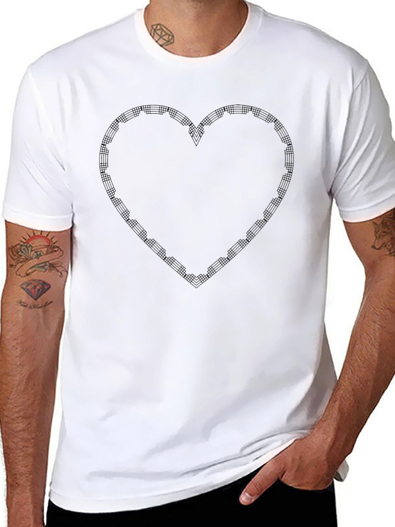 Heart Grid Black T-Shirt