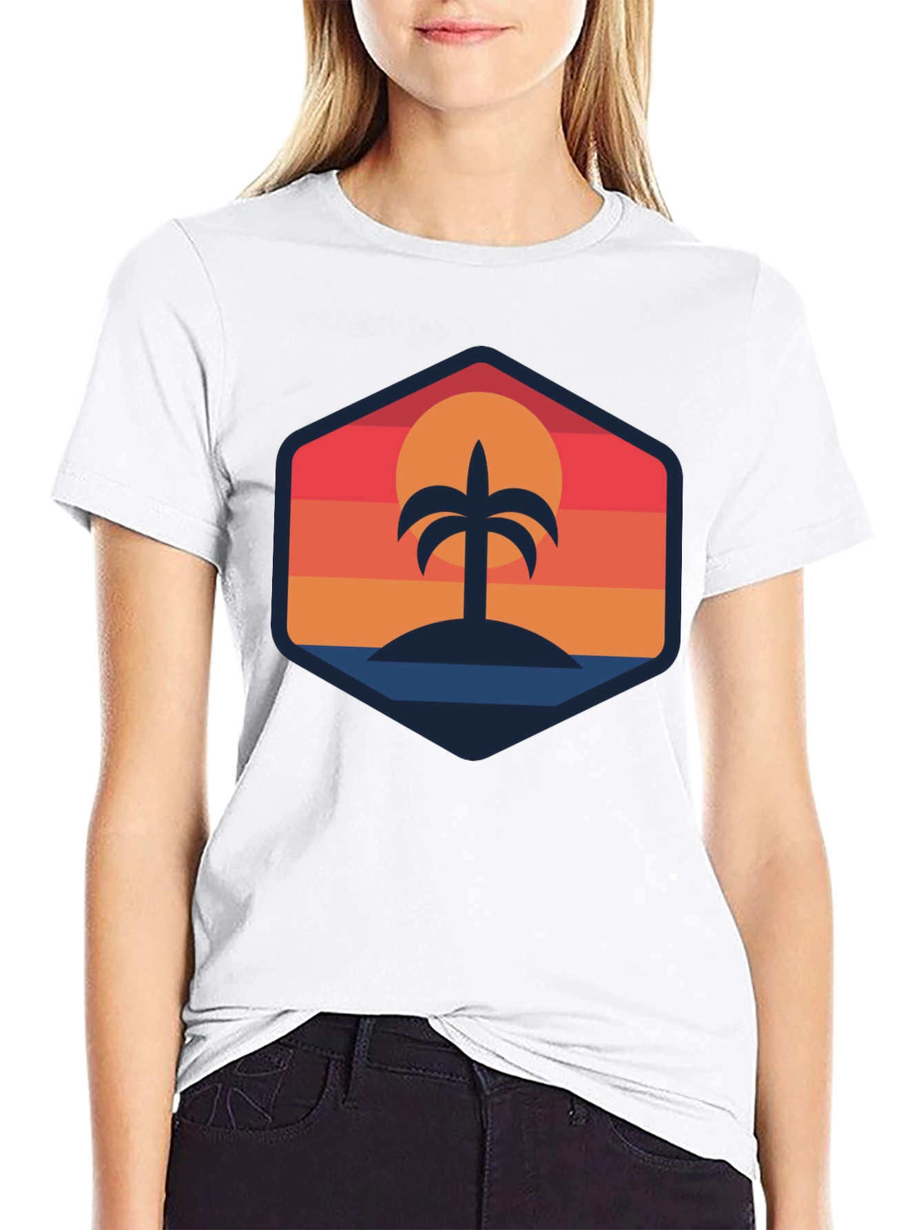 Tropical Sunset Palm Tree Graphic T-Shirt
