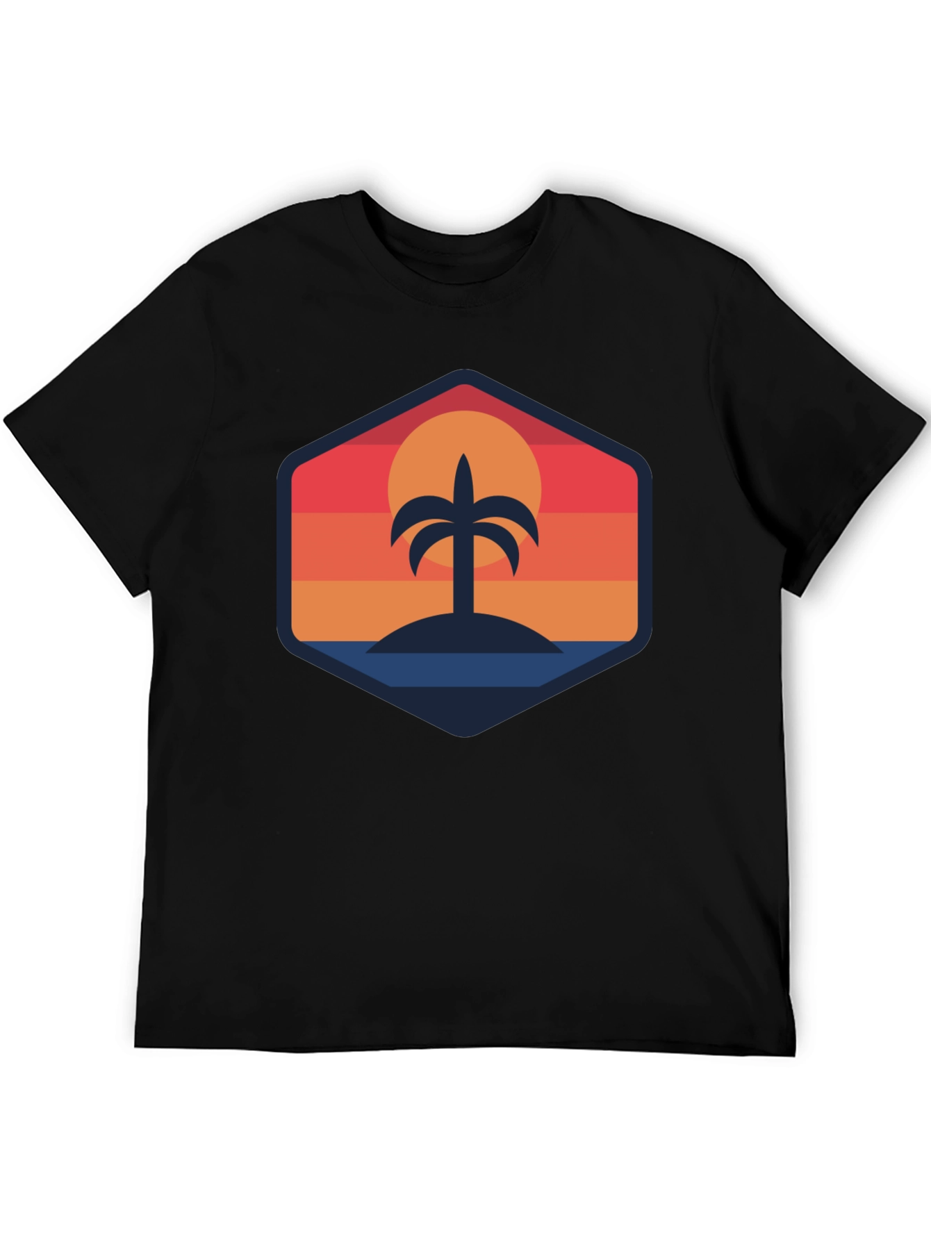 Tropical Sunset Palm Tree Graphic T-Shirt