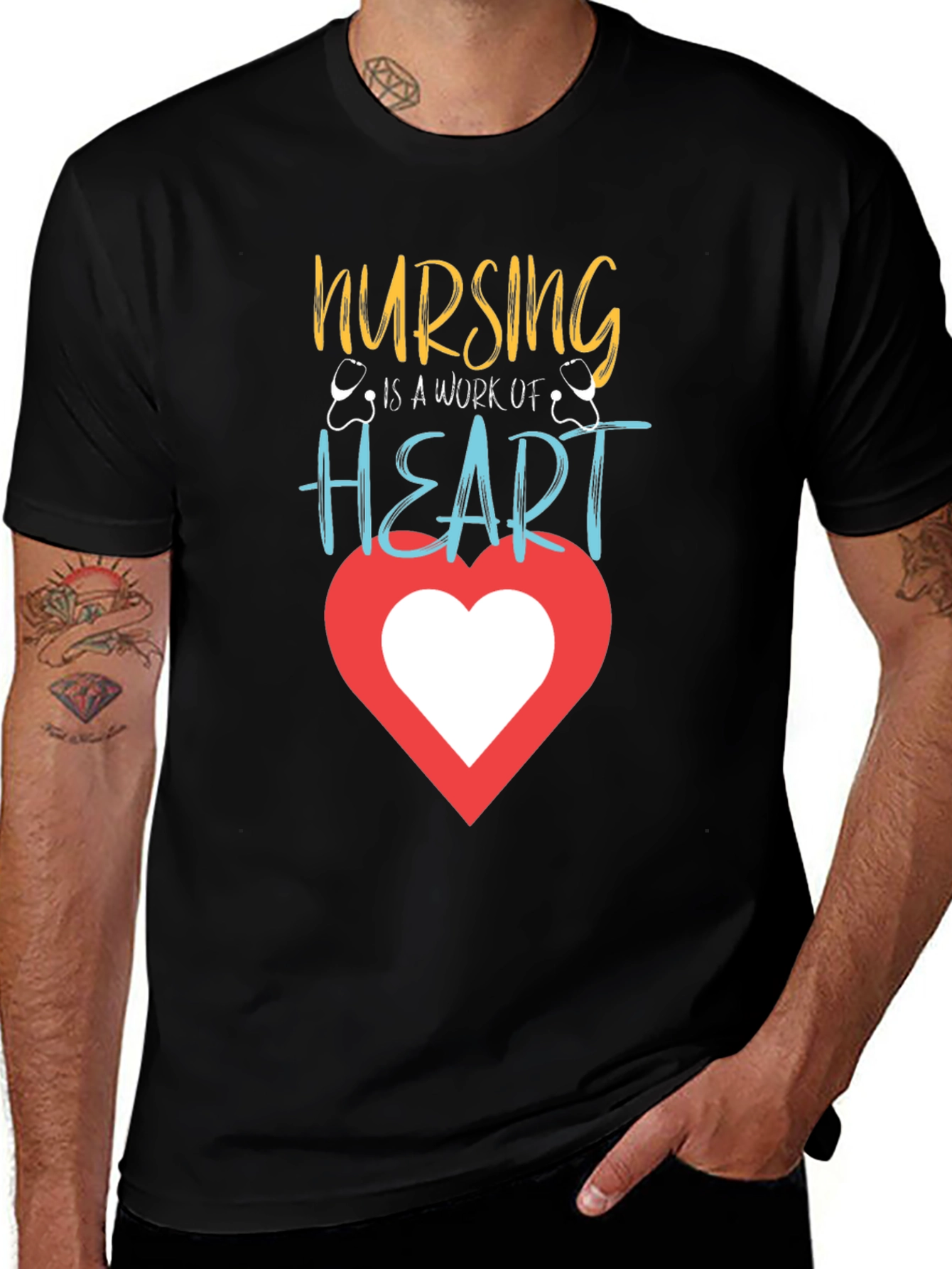 Nursing is a Work of Heart Graphic T-Shirt