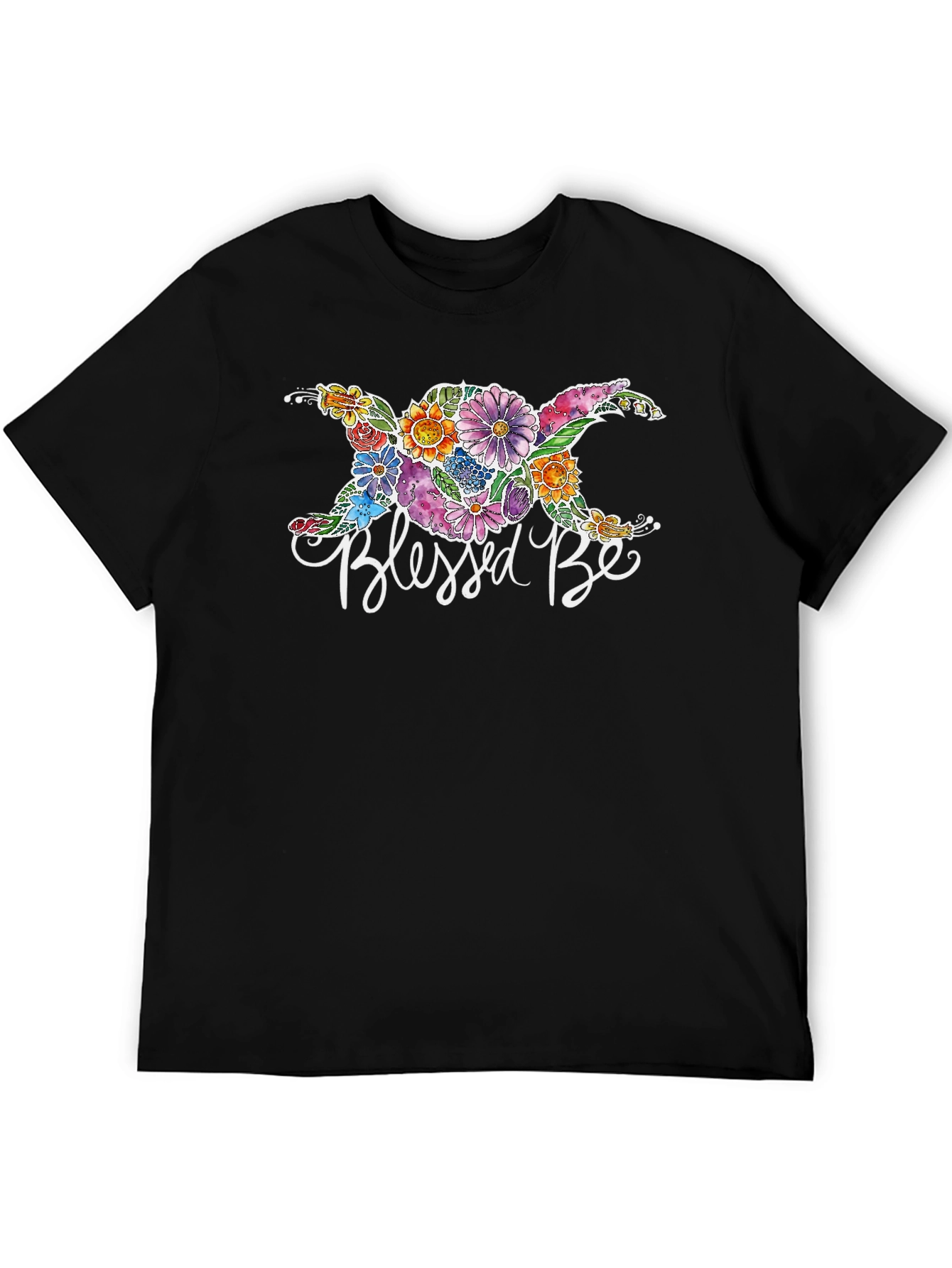 Blessed Be Floral Graphic Black T-Shirt