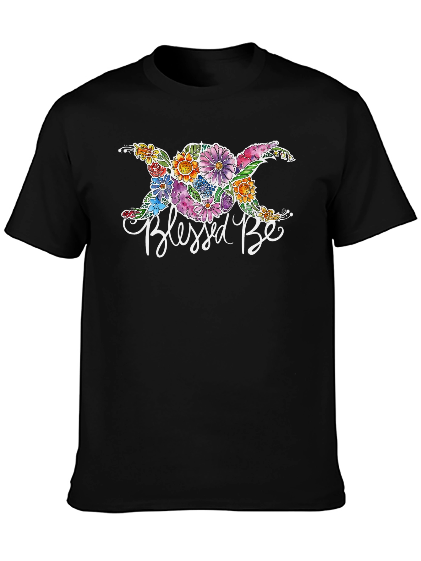 Blessed Be Floral Graphic Black T-Shirt
