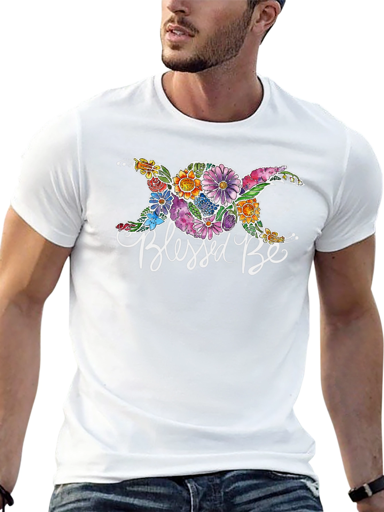Blessed Be Floral Graphic Black T-Shirt