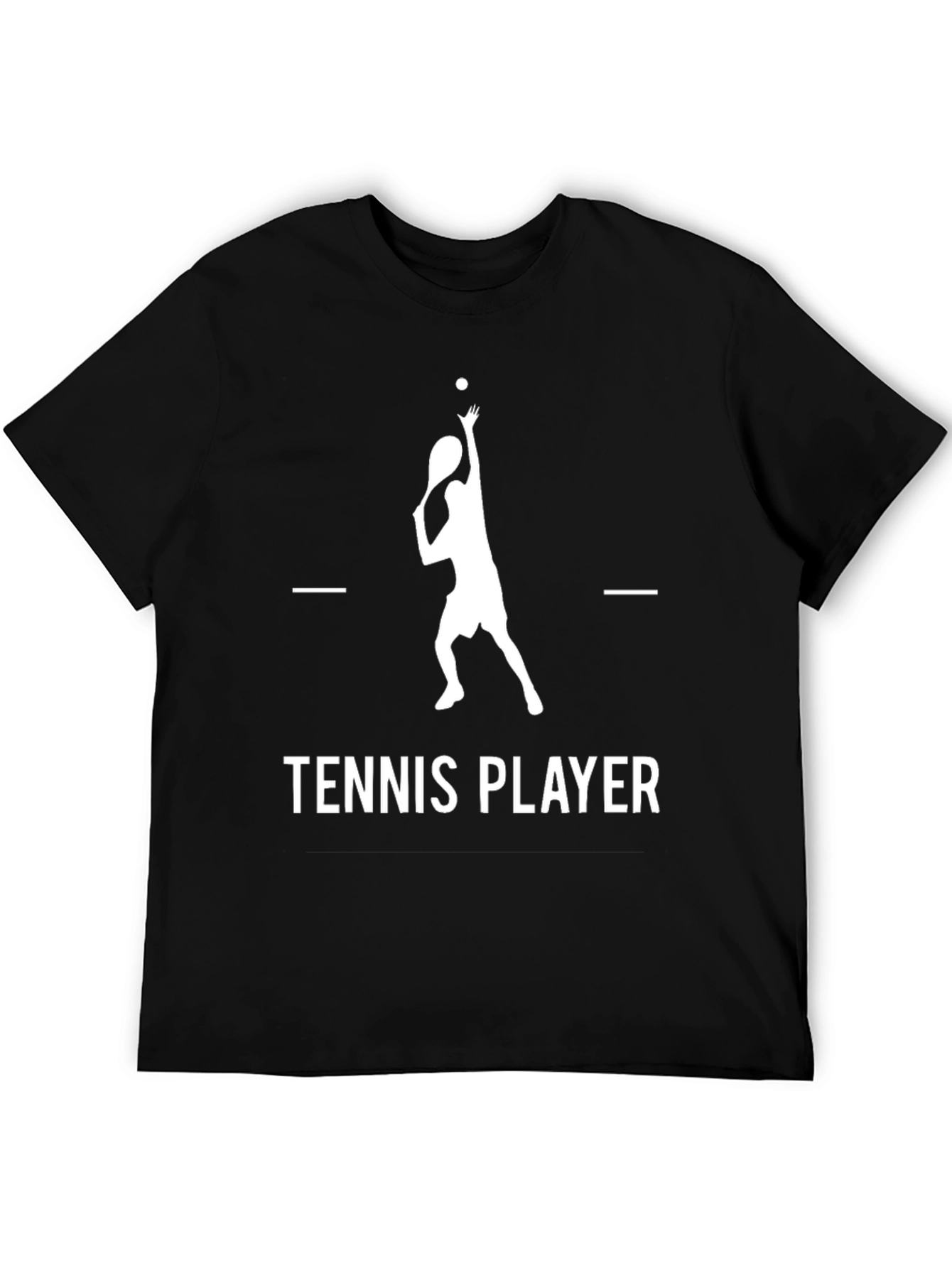 Tennis Player Graphic T-Shirt - Black Cotton Tee