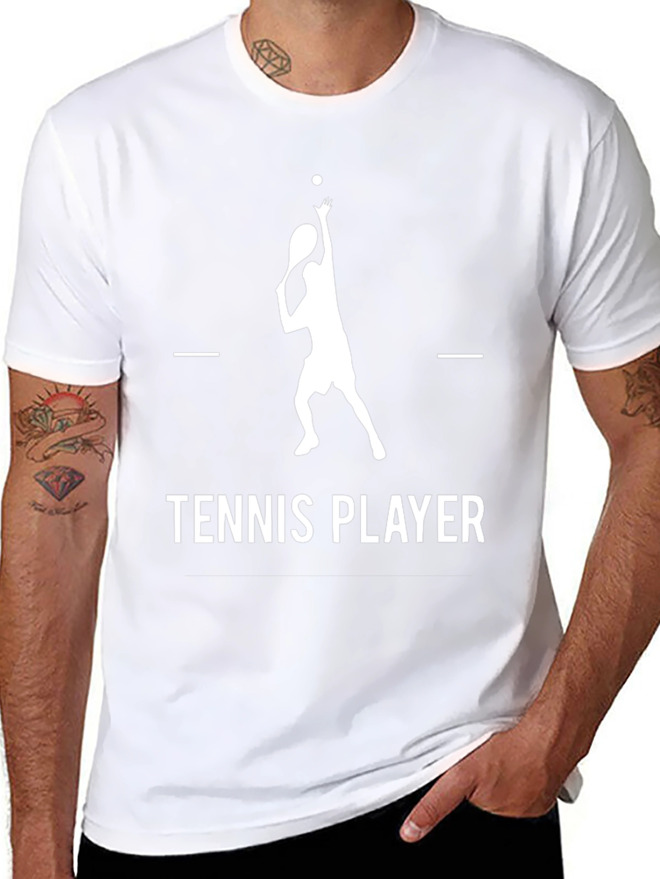Tennis Player Graphic T-Shirt - Black Cotton Tee