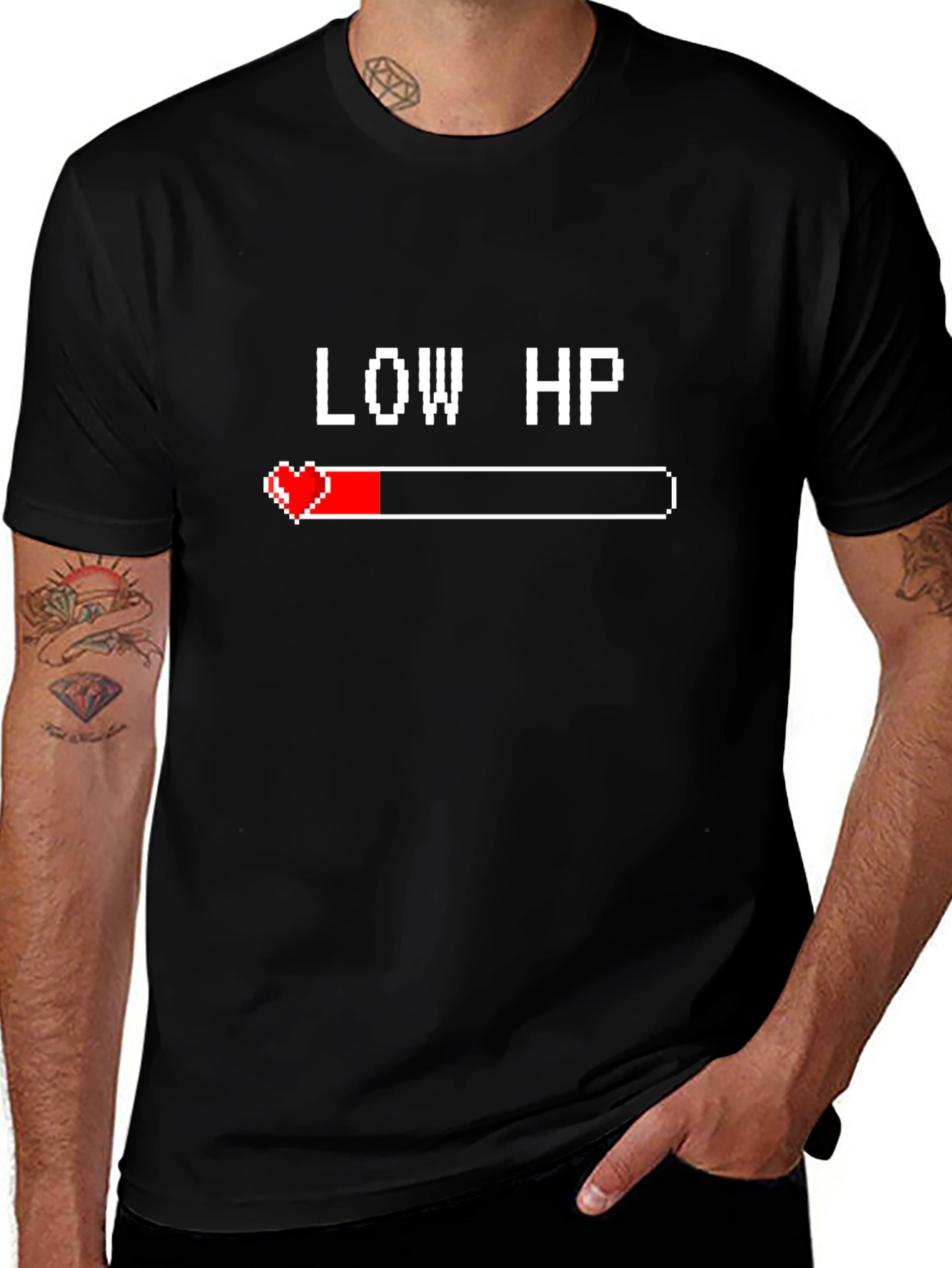 Low HP Gamer T-Shirt - Black Cotton Tee