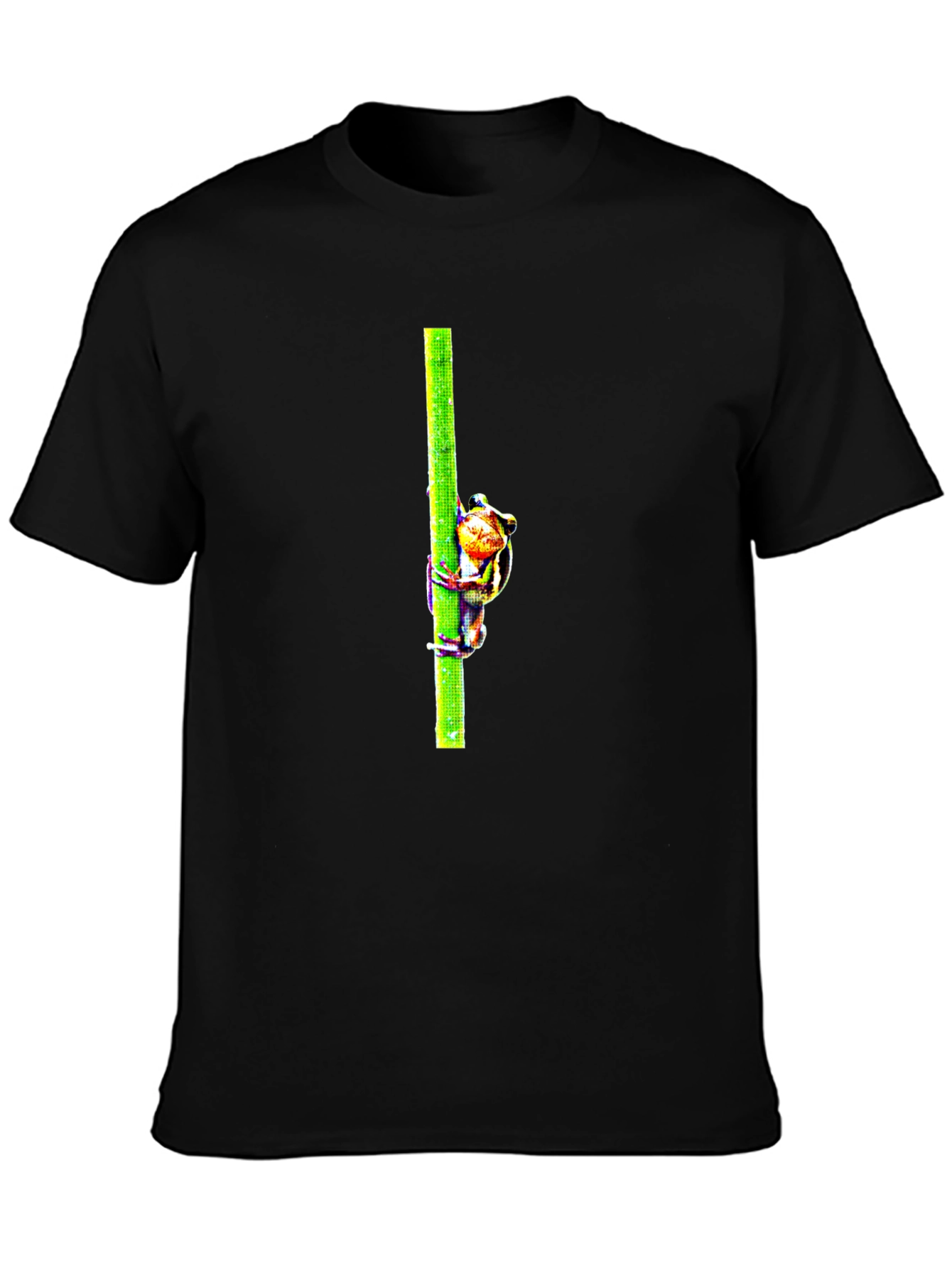 Frog On Bamboo Graphic Tee - Mens Black T-Shirt