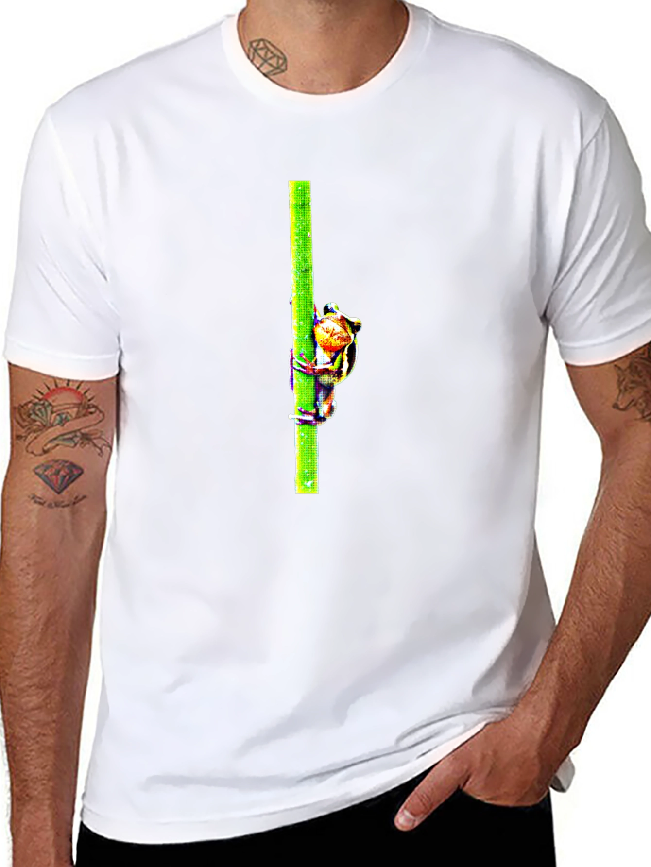 Frog On Bamboo Graphic Tee - Mens Black T-Shirt