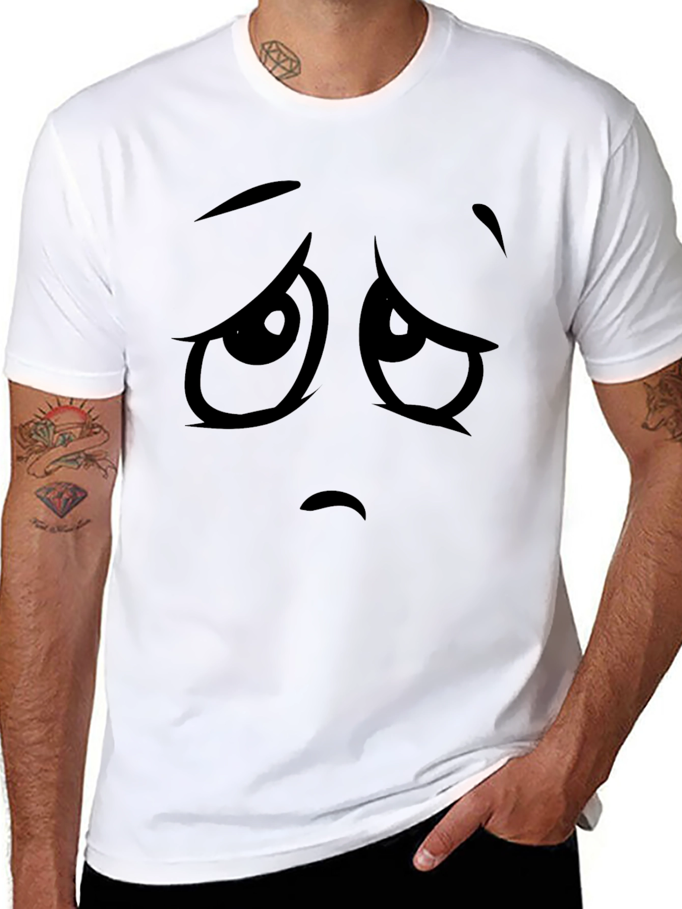 Sad Face Graphic Black T-Shirt