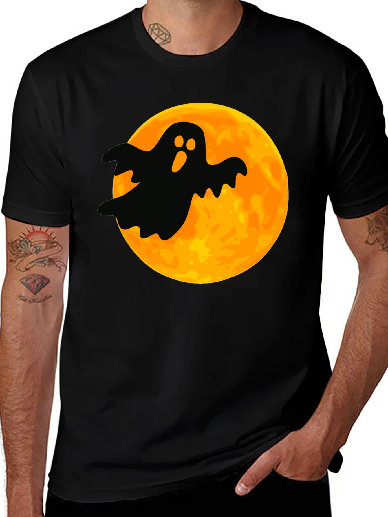Spooky Ghost Moon Graphic Tee - Halloween T-Shirt