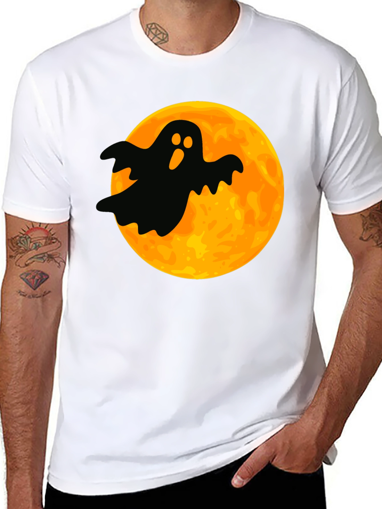 Spooky Ghost Moon Graphic Tee - Halloween T-Shirt