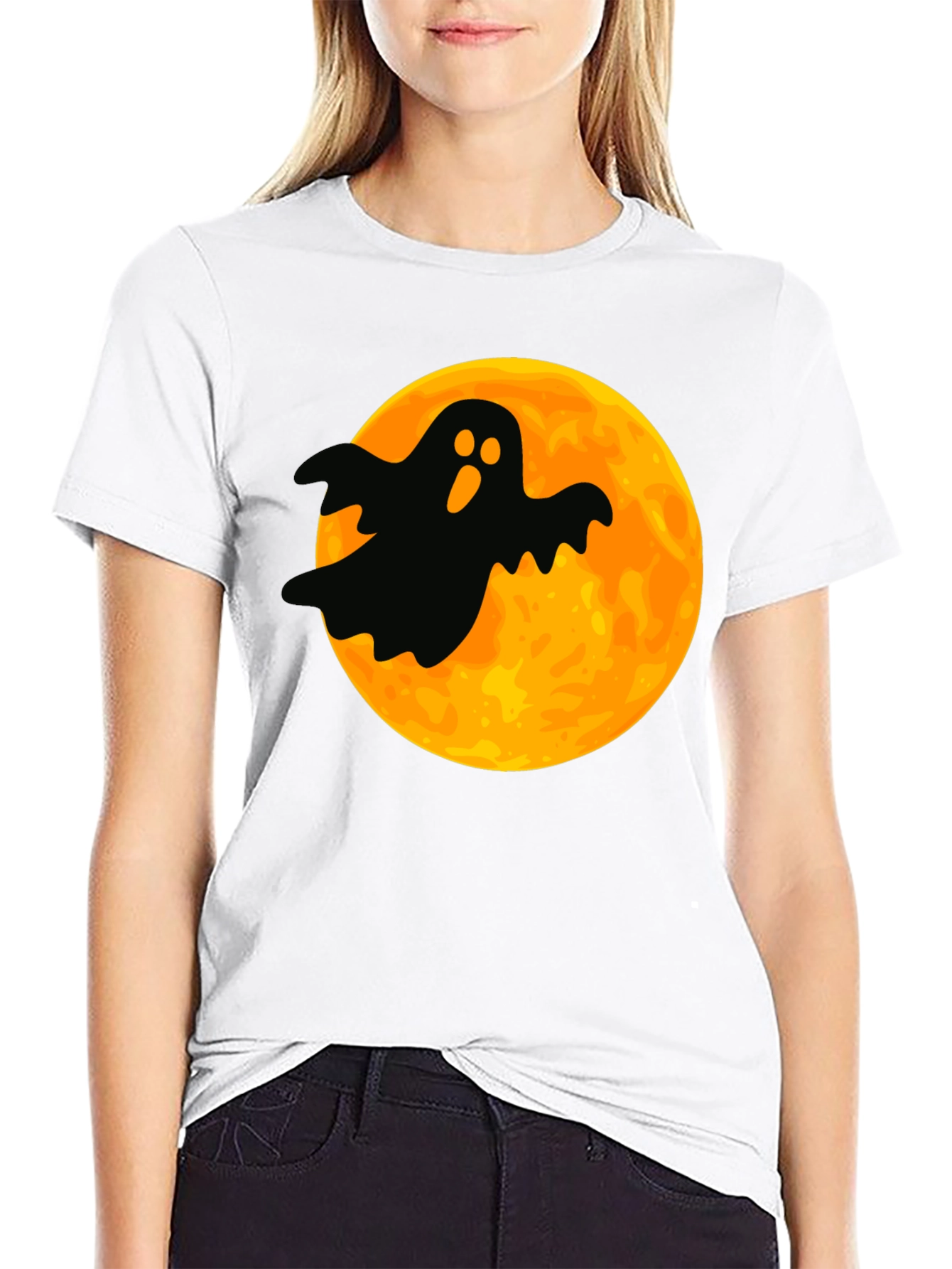 Spooky Ghost Moon Graphic Tee - Halloween T-Shirt