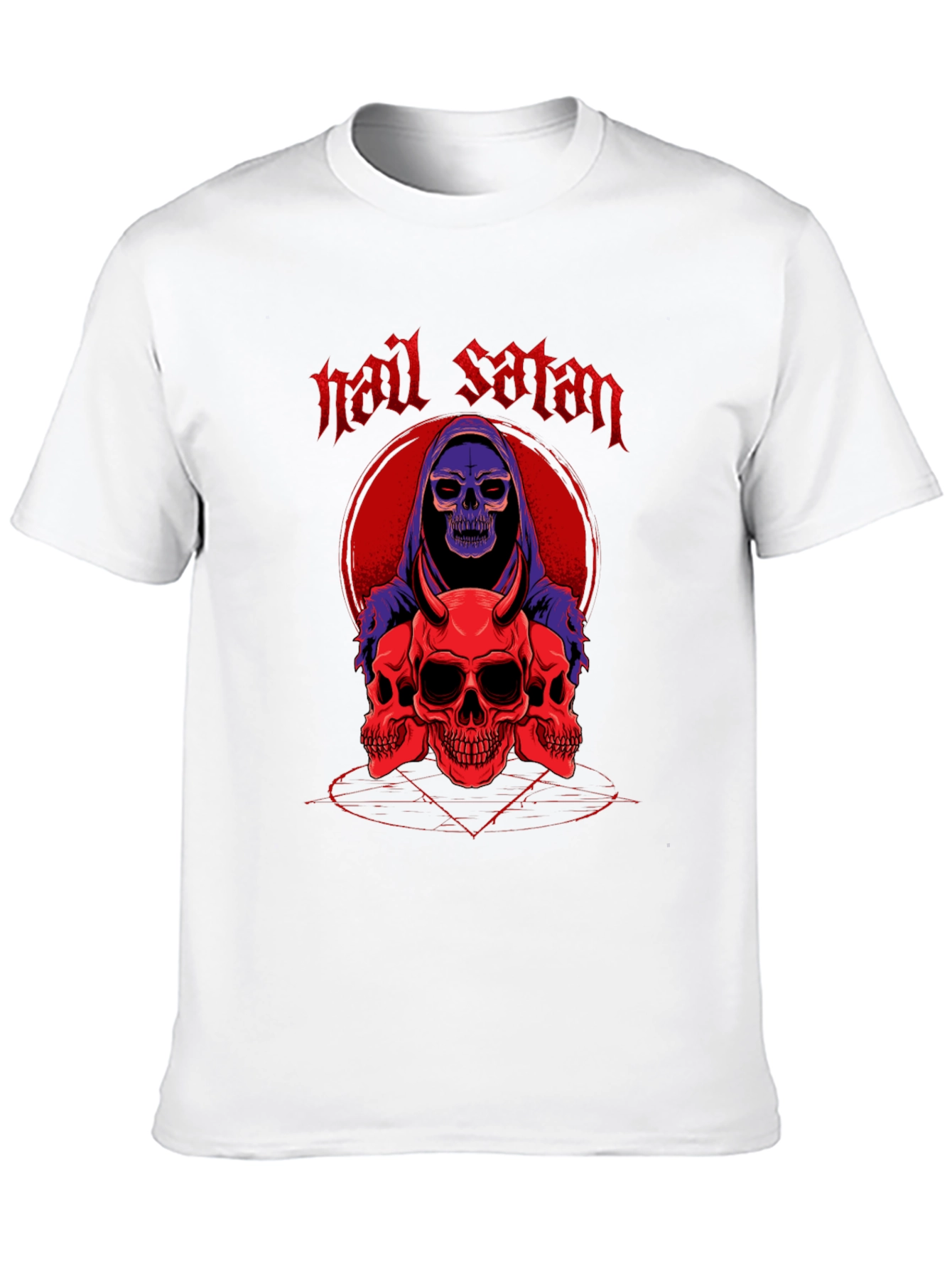 Hail Satan Skull Graphic T-Shirt