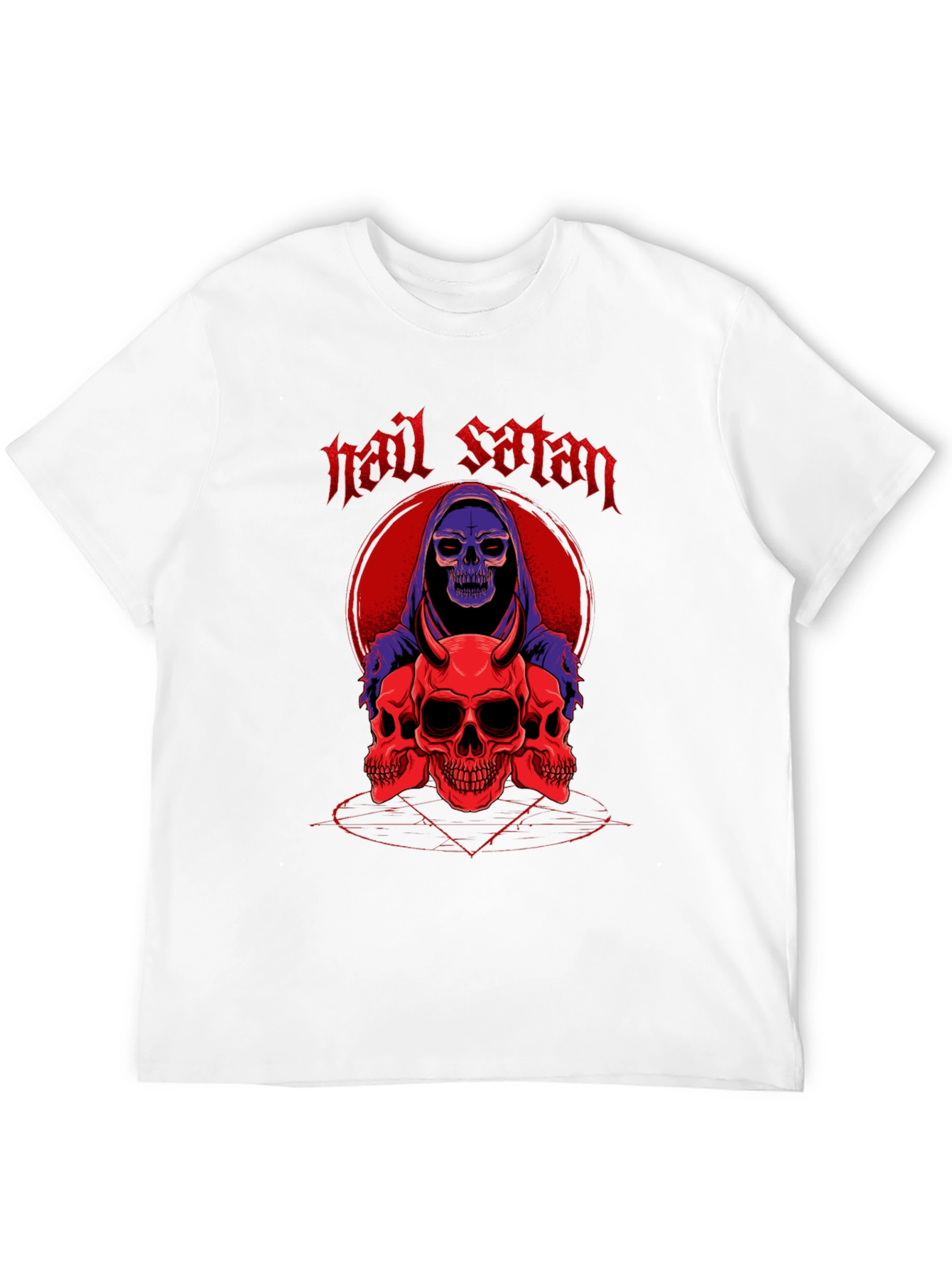 Hail Satan Skull Graphic T-Shirt