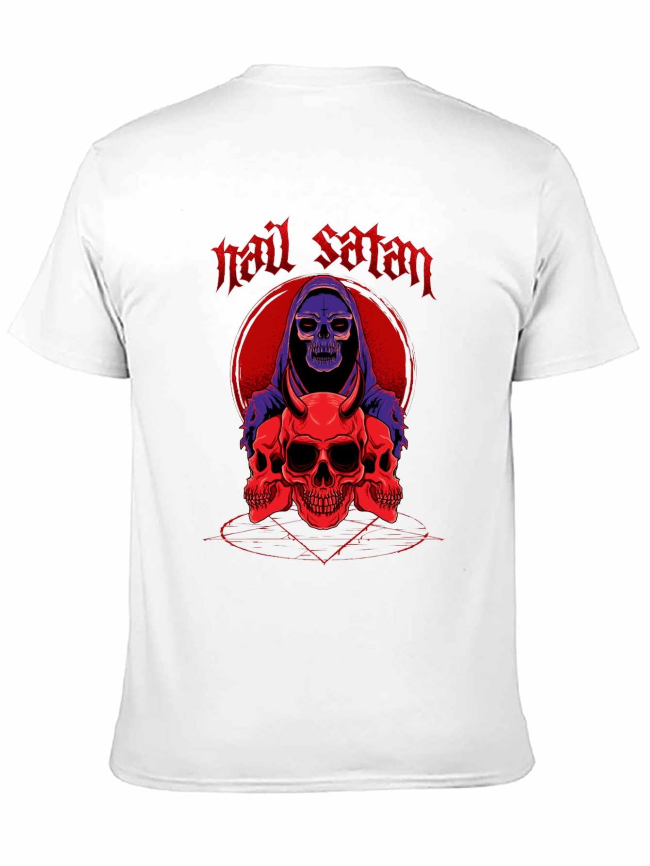 Hail Satan Skull Graphic T-Shirt