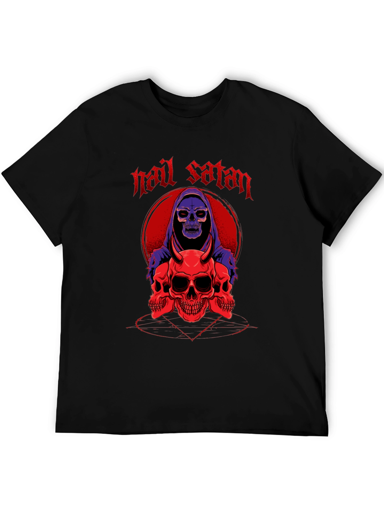 Hail Satan Skull Graphic T-Shirt