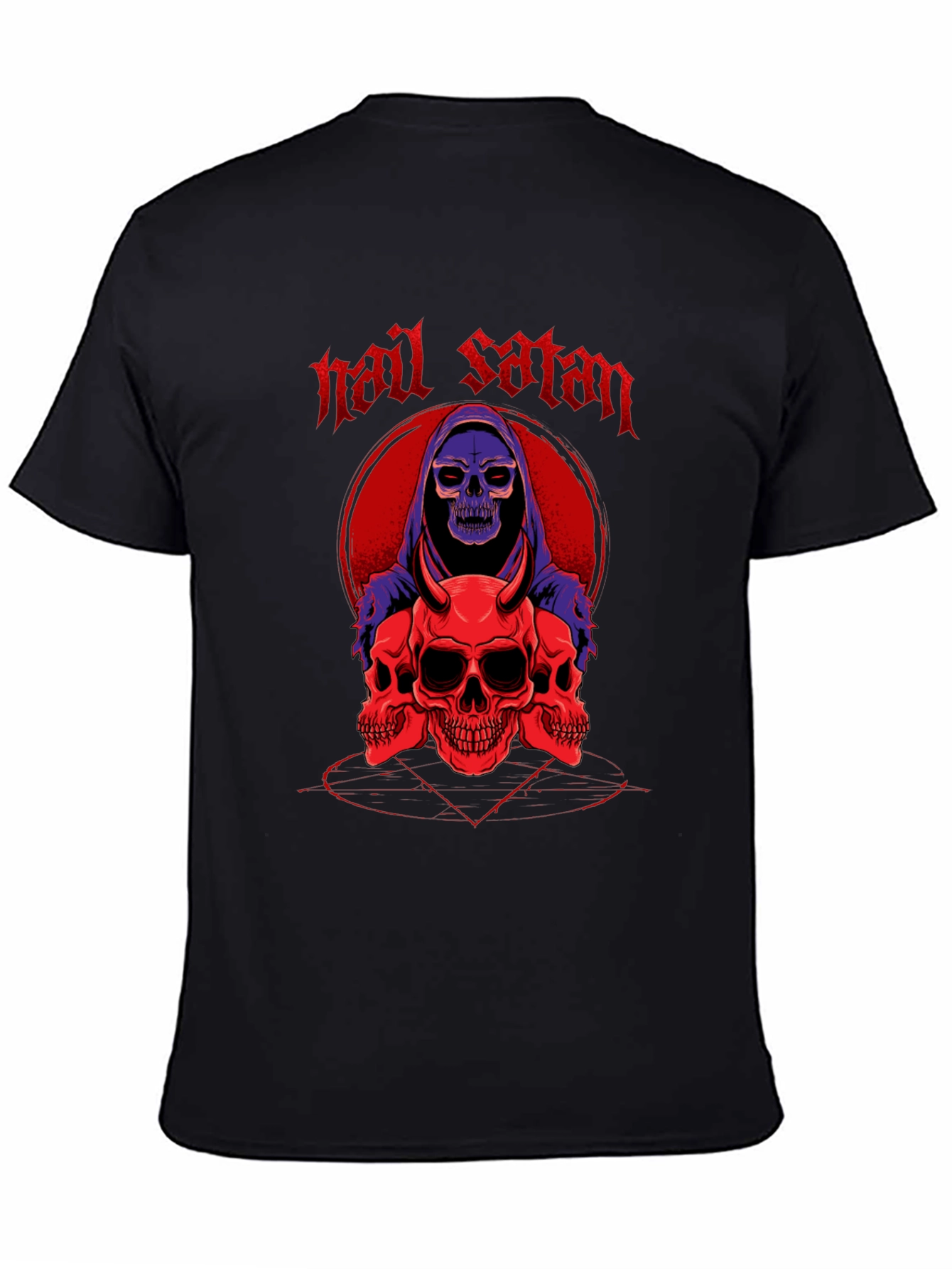 Hail Satan Skull Graphic T-Shirt