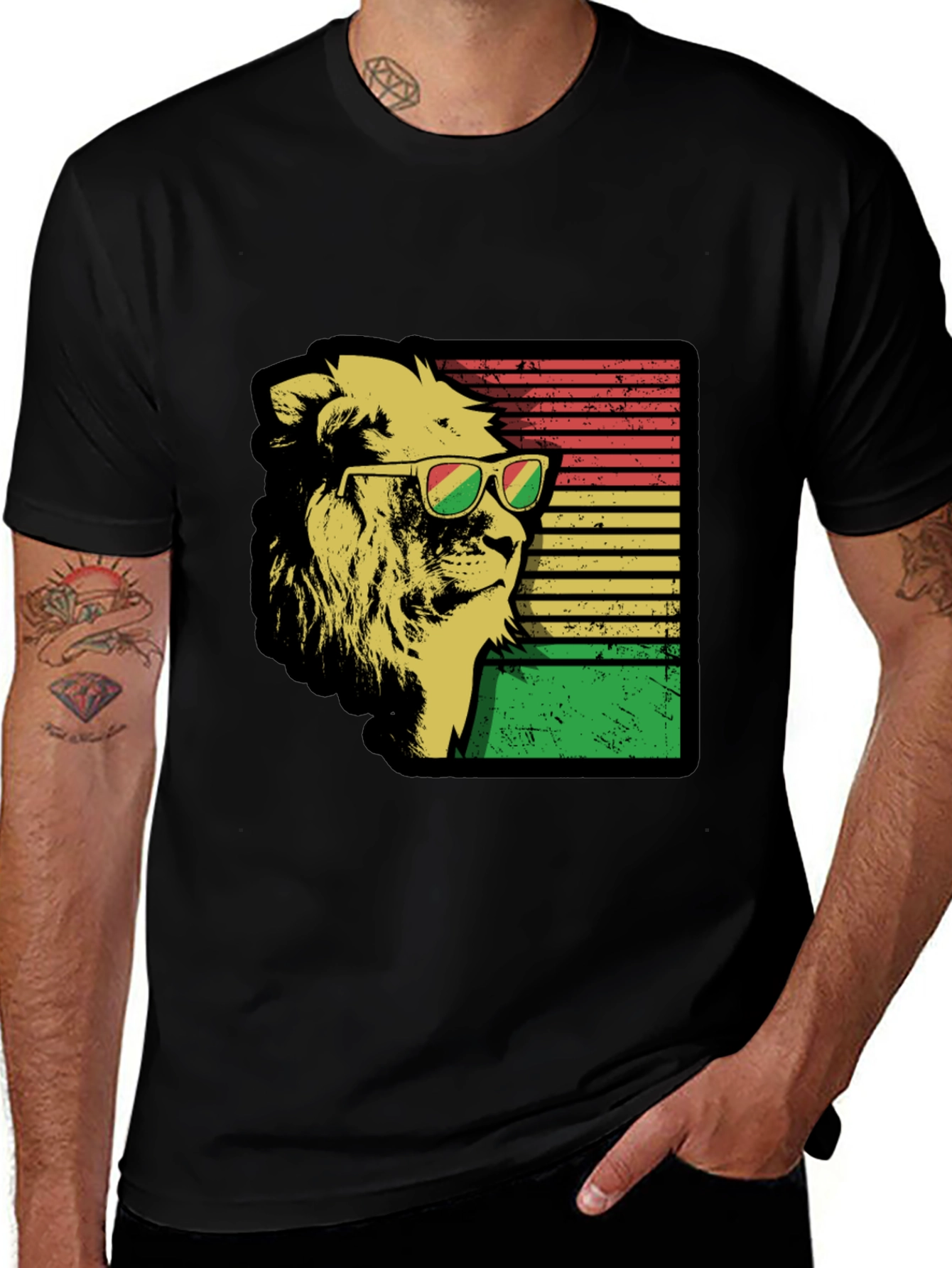 Cool Lion Graphic Tee - Reggae Rasta Style