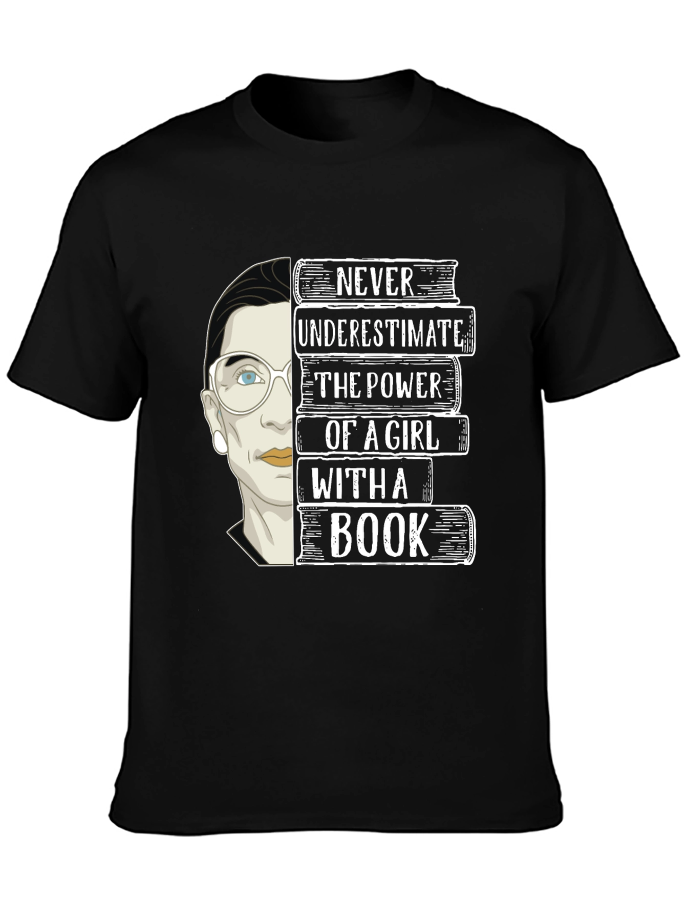 Never Underestimate Girl With a Book T-Shirt