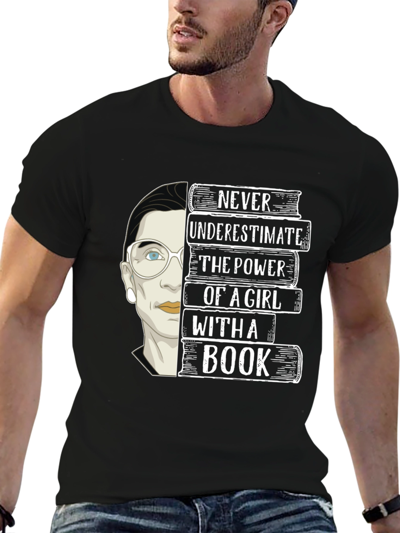 Never Underestimate Girl With a Book T-Shirt