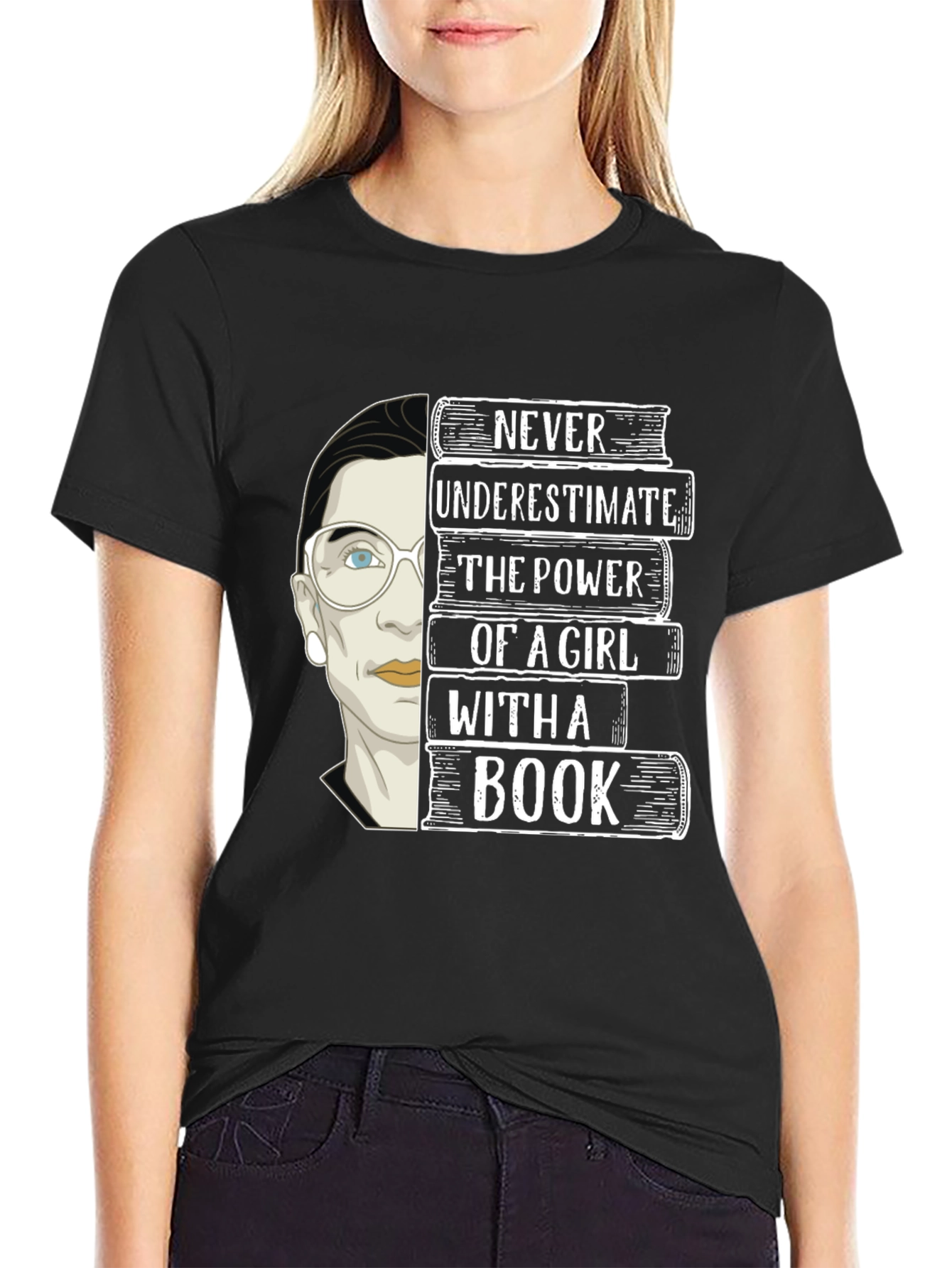 Never Underestimate Girl With a Book T-Shirt