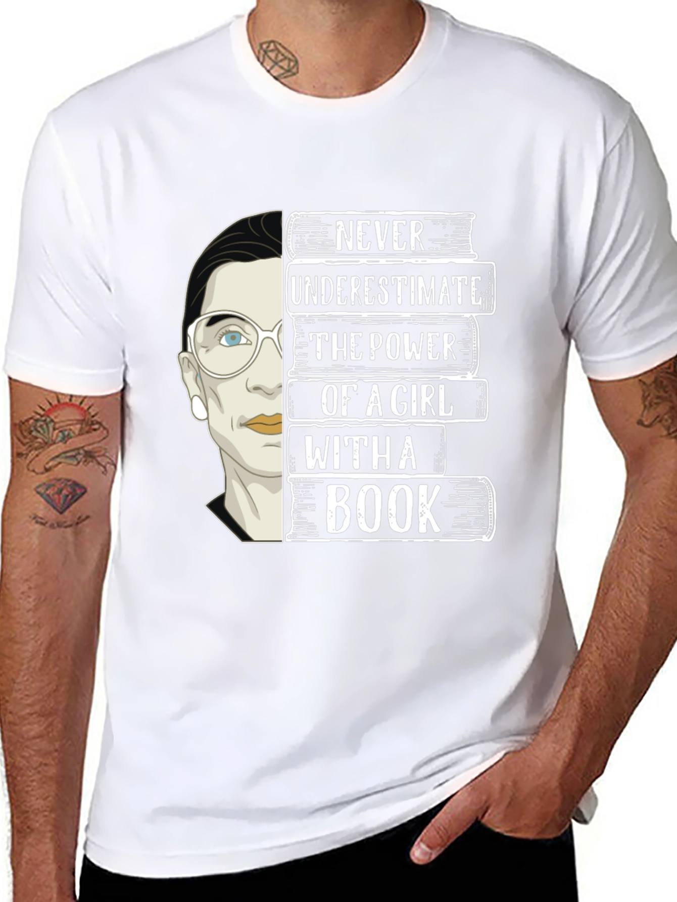 Never Underestimate Girl With a Book T-Shirt