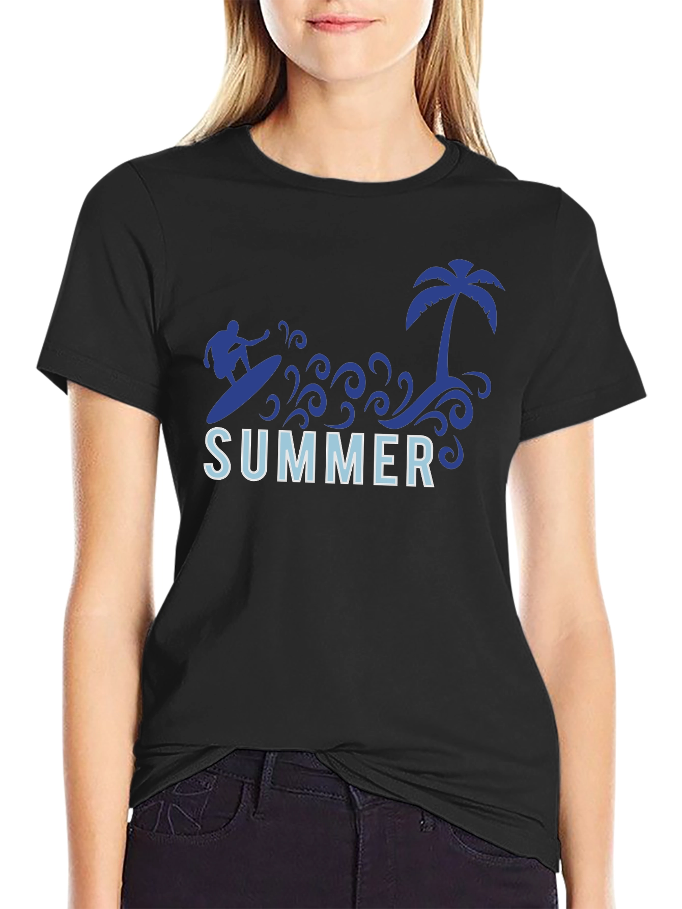 Summer Surf Tee - Palm Tree Surfer Graphic T-Shirt