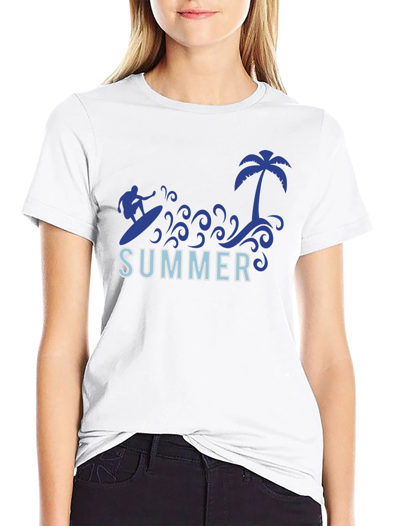 Summer Surf Tee - Palm Tree Surfer Graphic T-Shirt